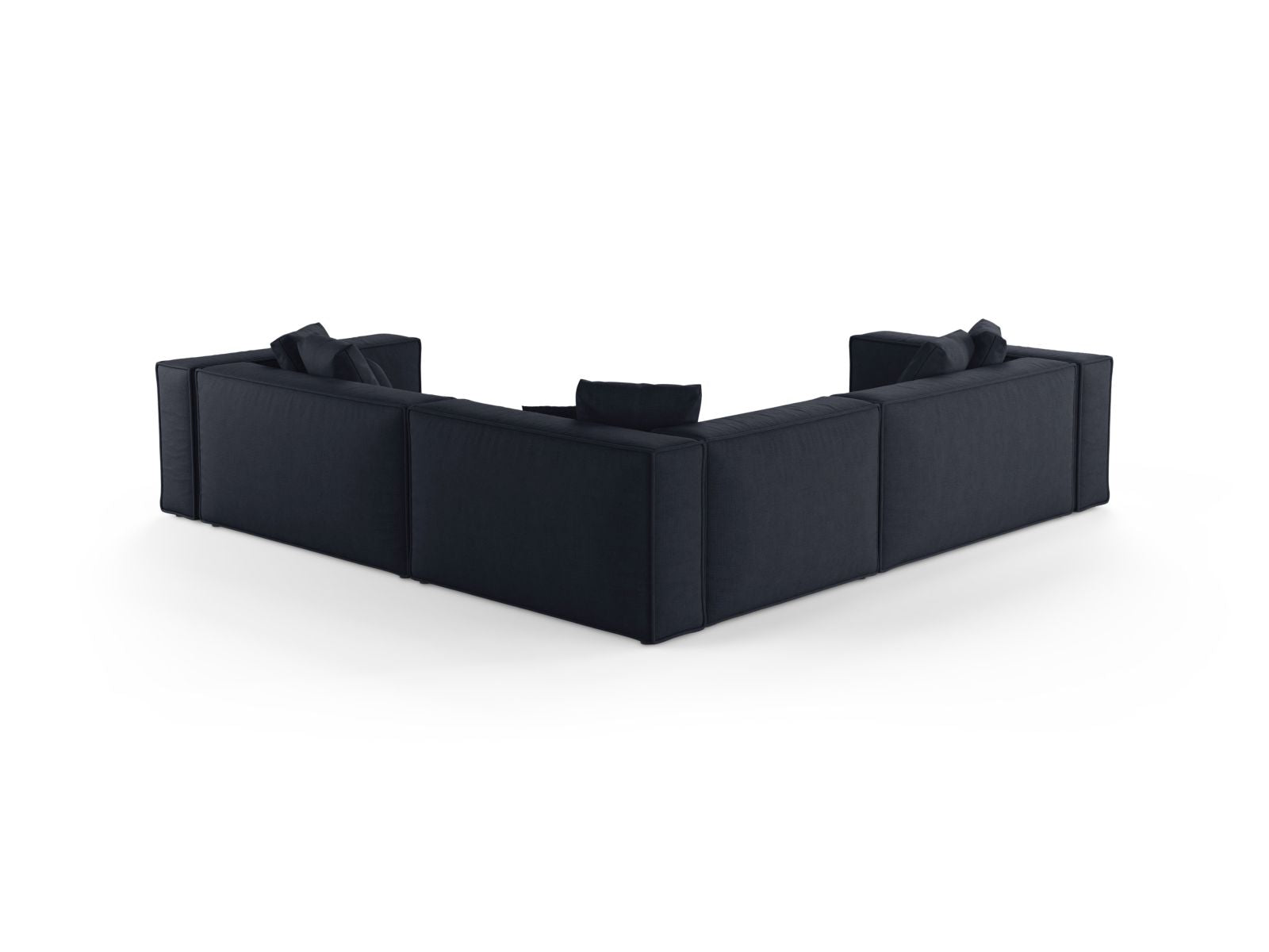 Elegantes 5-Sitzer Ecksofa Symmetric Aveiro in edlem Navy Blau, ideal für einladende und moderne Wohnräume.