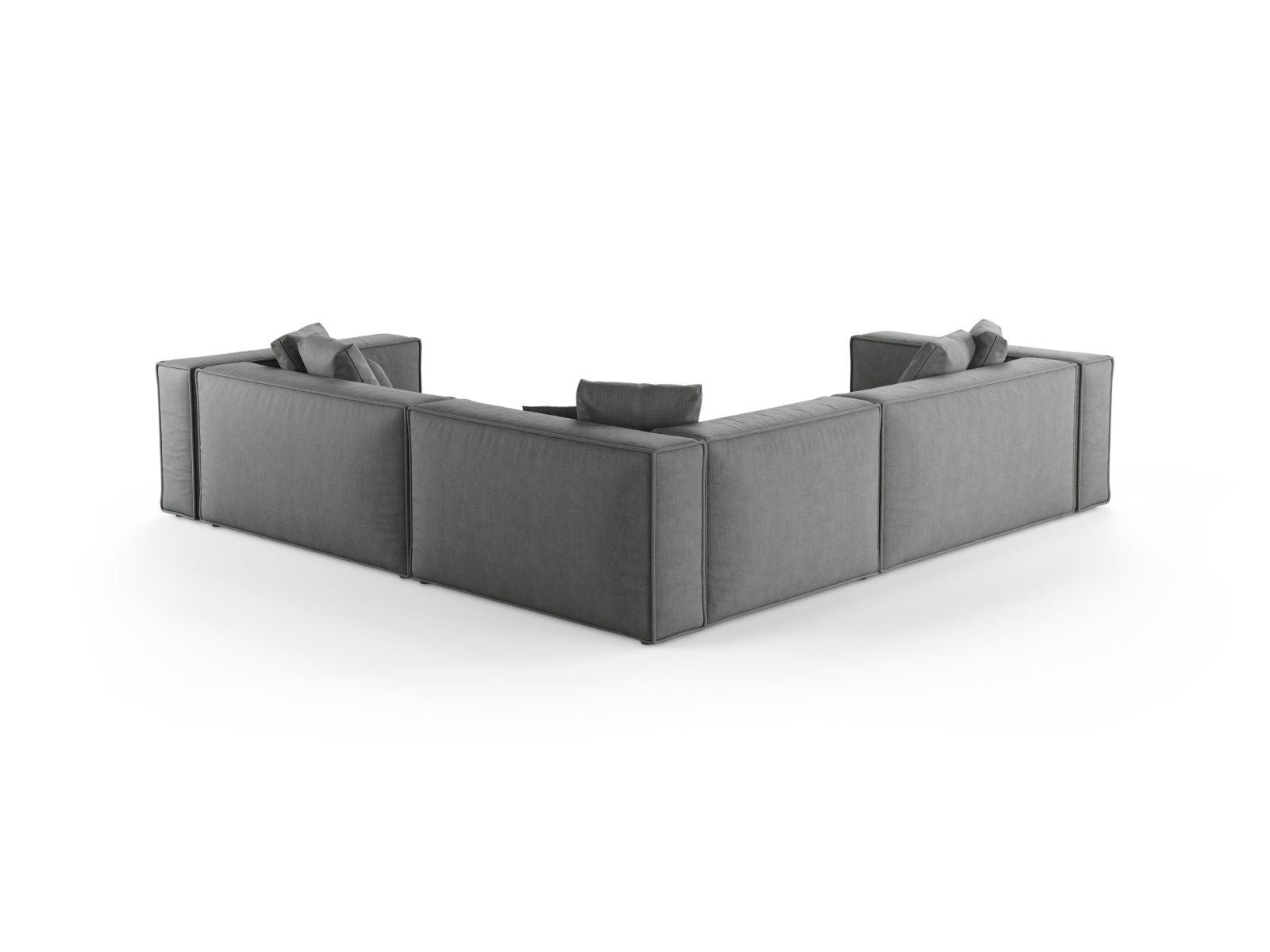 Modernes 5-Sitzer Ecksofa Symmetric Aveiro in neutralem Grau, ideal für gemütliche Abende und stilvolle Einrichtung.