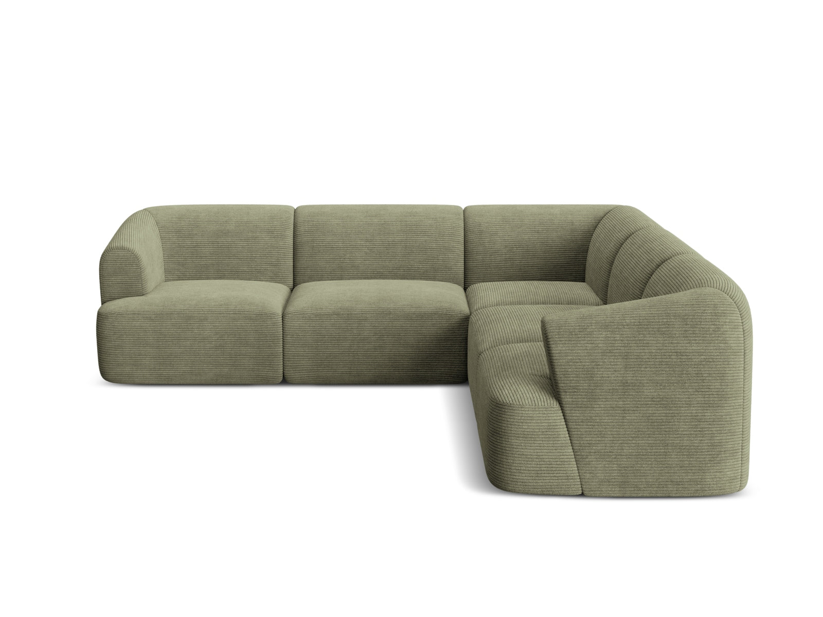 Modulares 6-Sitzer Ecksofa Campi in stilvollem Moss Green, ideal für zeitgemäße Wohnräume und gemütliche Zusammenkünfte.