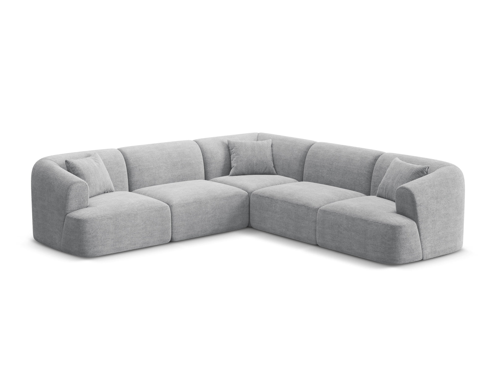 Modulares 6-Sitzer Ecksofa Campi in elegantem Silver-Lincoln, ideal für stilvolle Wohnräume, erhältlich bei KAQTU Design AG.