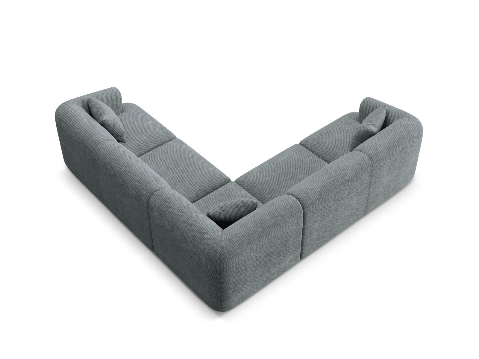 Elegantes, symmetrisches 6-Sitzer Ecksofa Campi in Dunkelgrau, perfekt für moderne Wohnkonzepte und flexible Raumgestaltung.