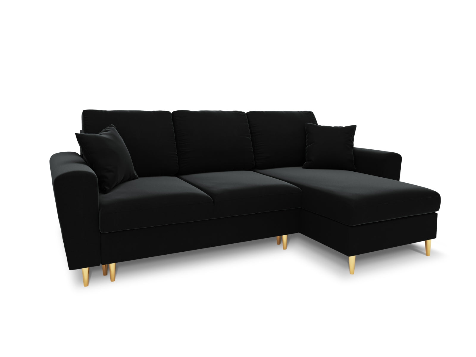 Kyoto Ecksofa mit Schlaffunktion und Stauraumbox 4 Sitzer 145cm in Black präsentiert im Onlineshop von KAQTU Design AG. Bett ist von Cosmopolitan Design