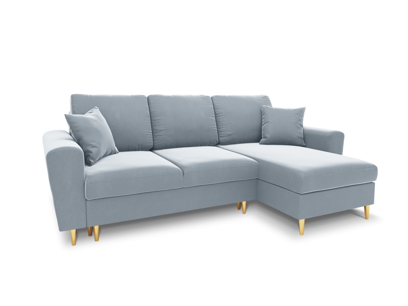 Kyoto Ecksofa mit Schlaffunktion und Stauraumbox 4 Sitzer 145cm in Light Blue präsentiert im Onlineshop von KAQTU Design AG. Bett ist von Cosmopolitan Design