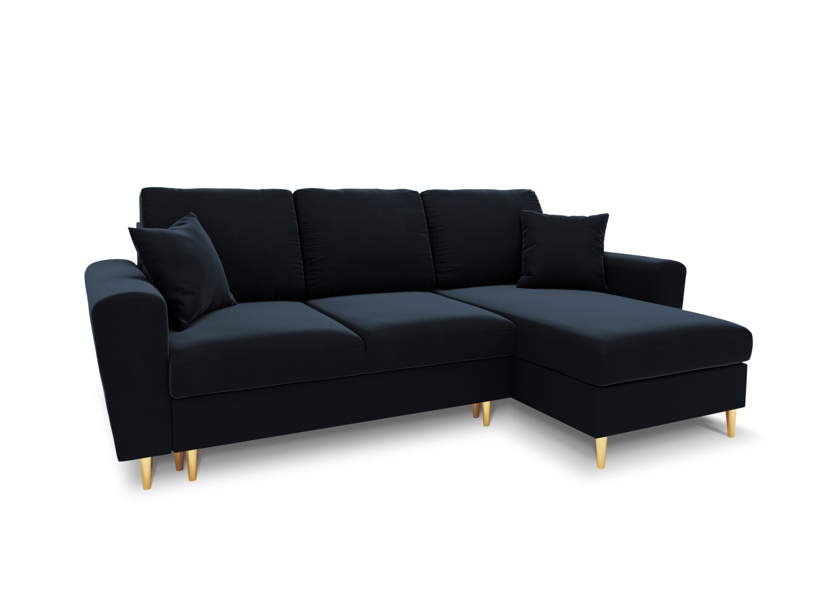 Kyoto Ecksofa mit Schlaffunktion und Stauraumbox 4 Sitzer 145cm in Dark Blue präsentiert im Onlineshop von KAQTU Design AG. Bett ist von Cosmopolitan Design