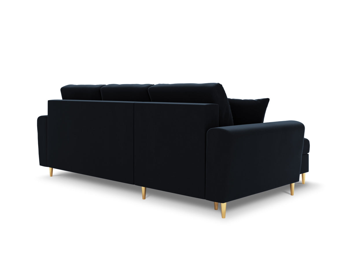 Kyoto Ecksofa mit Schlaffunktion und Stauraumbox 4 Sitzer 145cm in Dark Blue-Riviera präsentiert im Onlineshop von KAQTU Design AG. Bettsofa rechts ist von Cosmopolitan Design