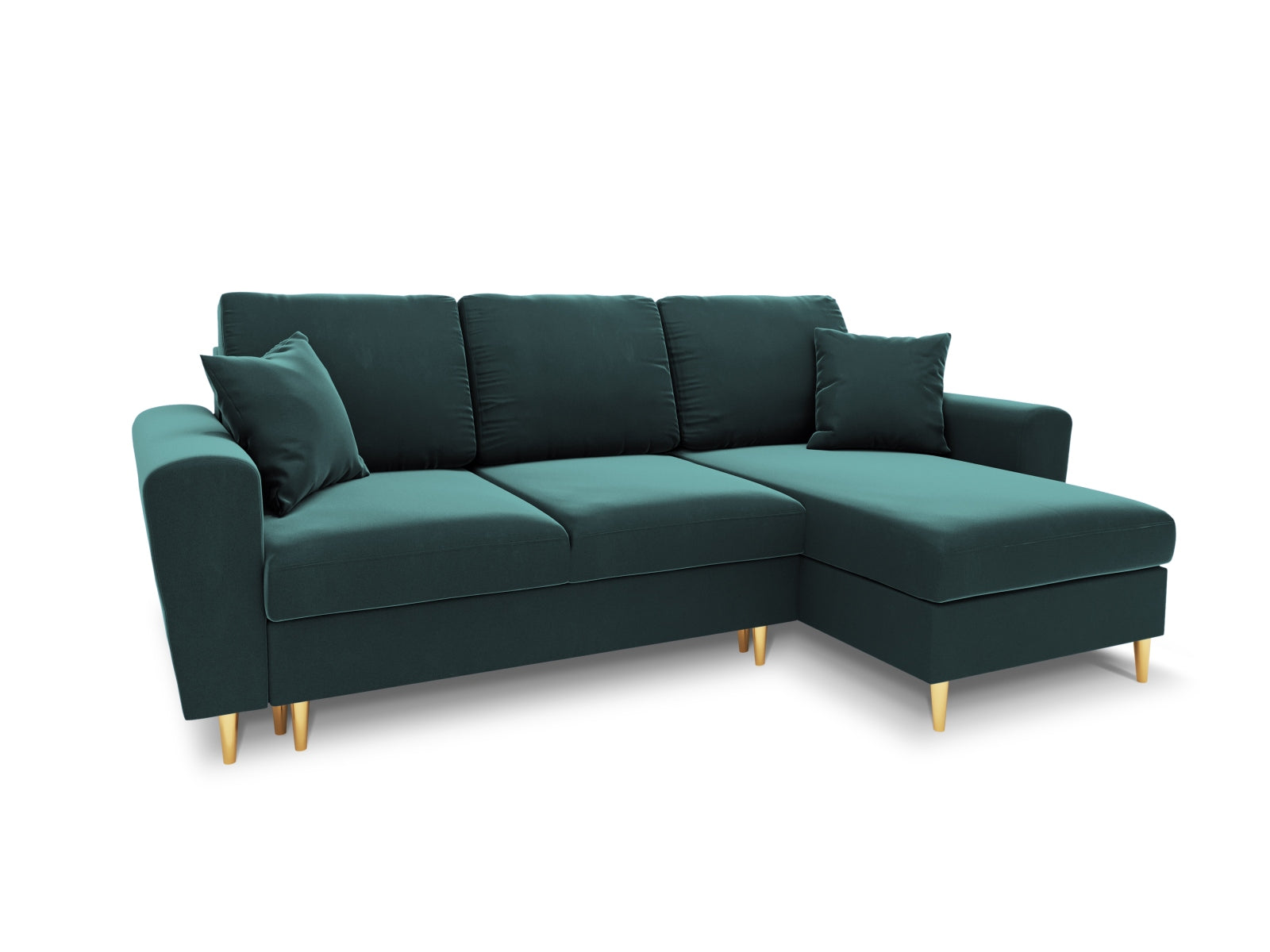 Kyoto Ecksofa mit Schlaffunktion und Stauraumbox 4 Sitzer 145cm in Petrol präsentiert im Onlineshop von KAQTU Design AG. Bett ist von Cosmopolitan Design