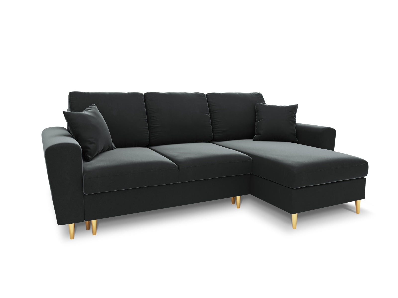 Kyoto Ecksofa mit Schlaffunktion und Stauraumbox 4 Sitzer 145cm in Dark Grey präsentiert im Onlineshop von KAQTU Design AG. Bett ist von Cosmopolitan Design