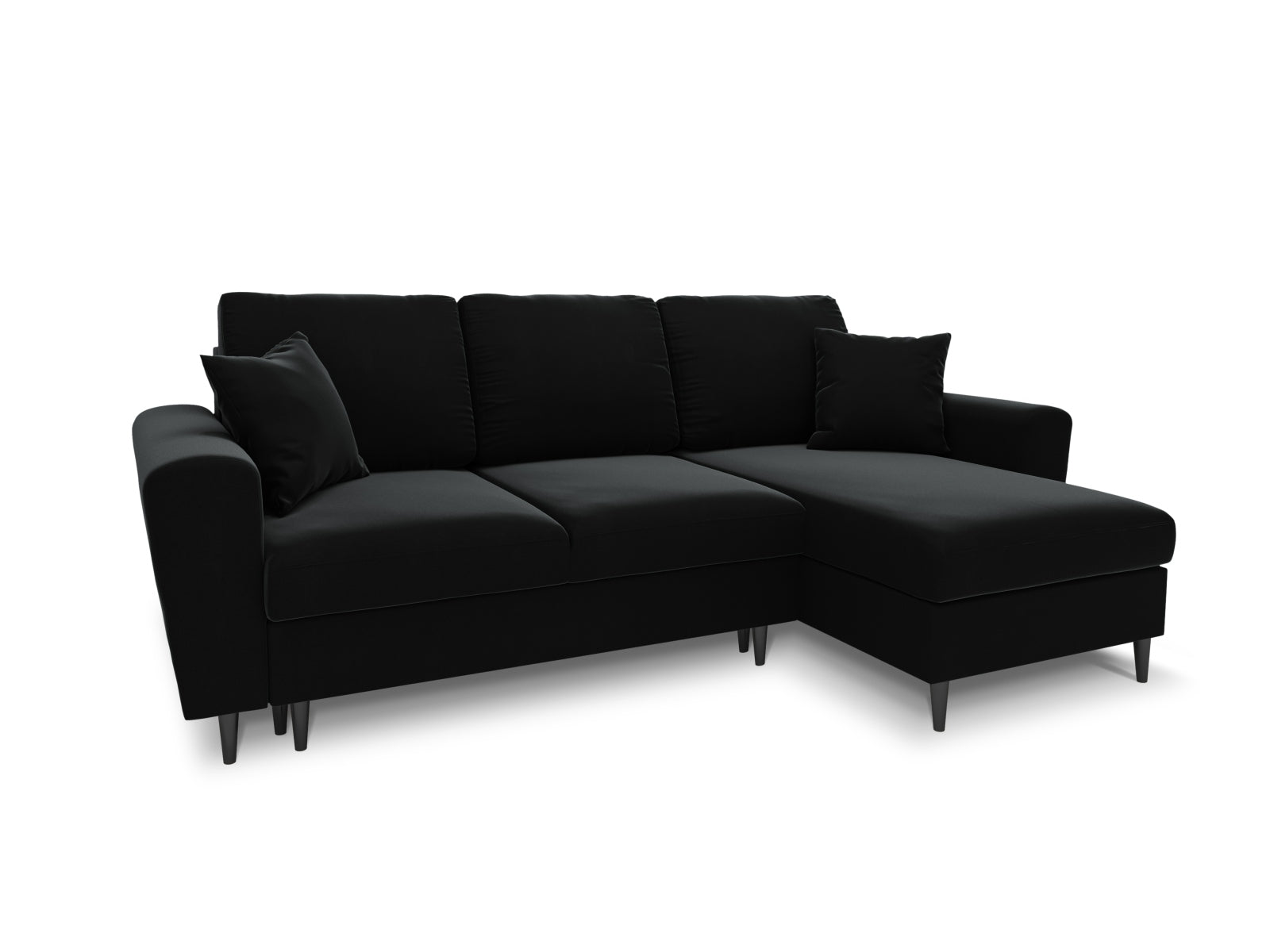 Kyoto Ecksofa mit Schlaffunktion und Stauraumbox 4 Sitzer 145cm in Black präsentiert im Onlineshop von KAQTU Design AG. Bett ist von Cosmopolitan Design