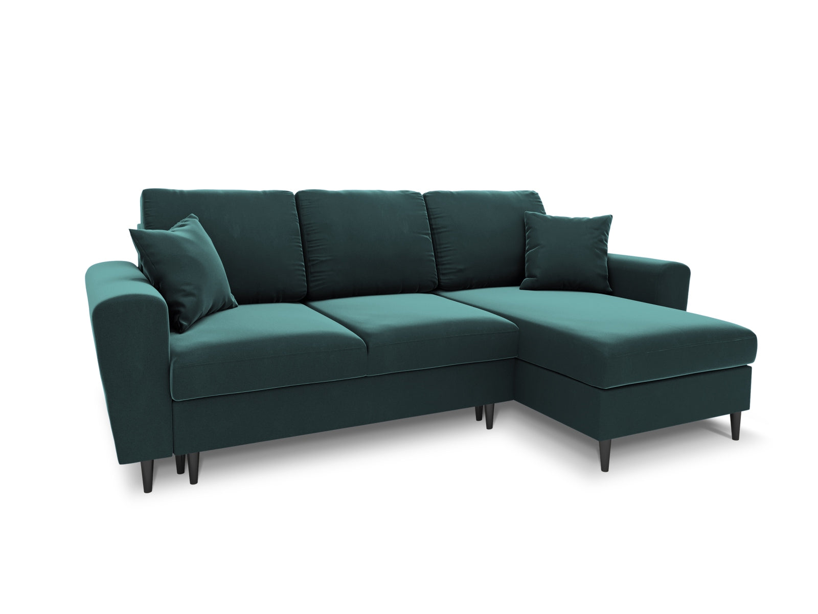 Kyoto Ecksofa mit Schlaffunktion und Stauraumbox 4 Sitzer 145cm in Petrol präsentiert im Onlineshop von KAQTU Design AG. Bett ist von Cosmopolitan Design