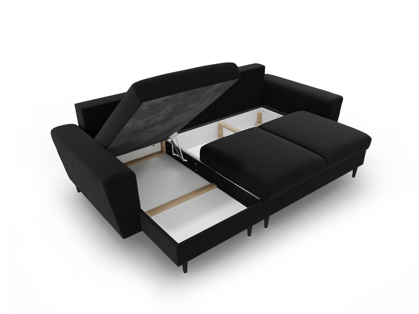 Entdecken Sie das vielseitige Kyoto Ecksofa mit Schlaffunktion und Stauraum – ideal für stilvolle Entspannung und Ordnung in Ihrem Wohnzimmer.