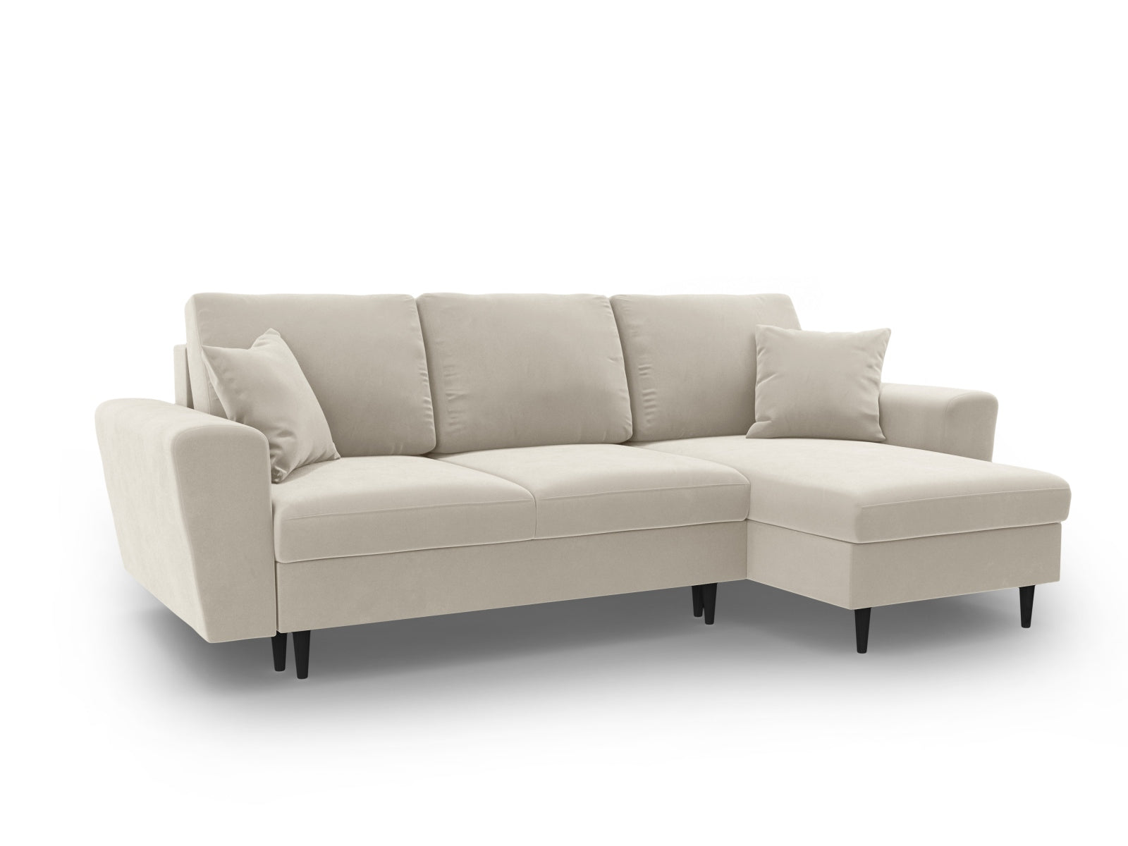 Stylisches Kyoto Ecksofa in elegantem Beige, 4-Sitzer mit praktischer Schlaffunktion und Stauraum für optimalen Komfort und Funktionalität.