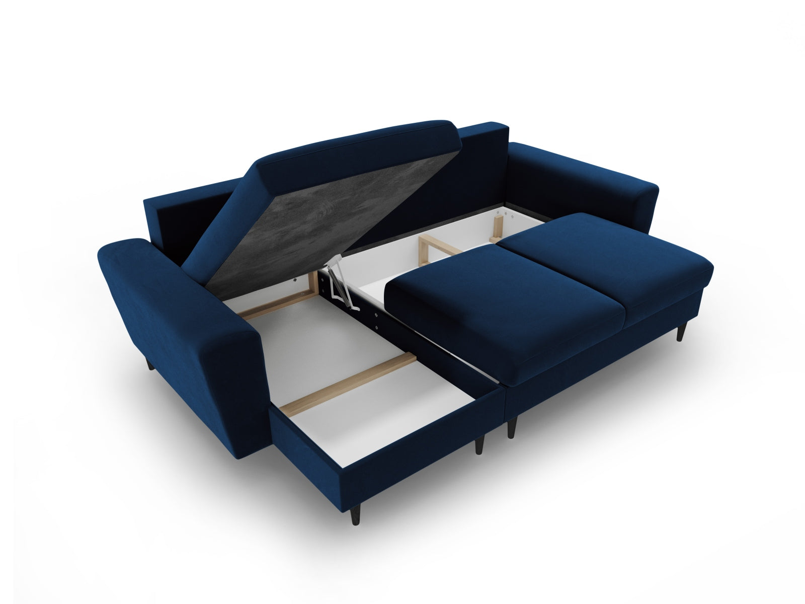Elegantes Kyoto Ecksofa in Royal Blue-Riviera, 4-Sitzer mit praktischer Schlaffunktion und Stauraum, perfekt für jedes Wohnzimmer.
