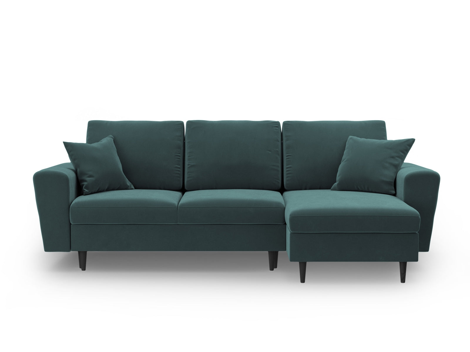 Elegantes Kyoto Ecksofa in Petrol-Riviera, 4-Sitzer mit praktischer Schlaffunktion und Stauraum, ideal für stilvolle Wohnräume.