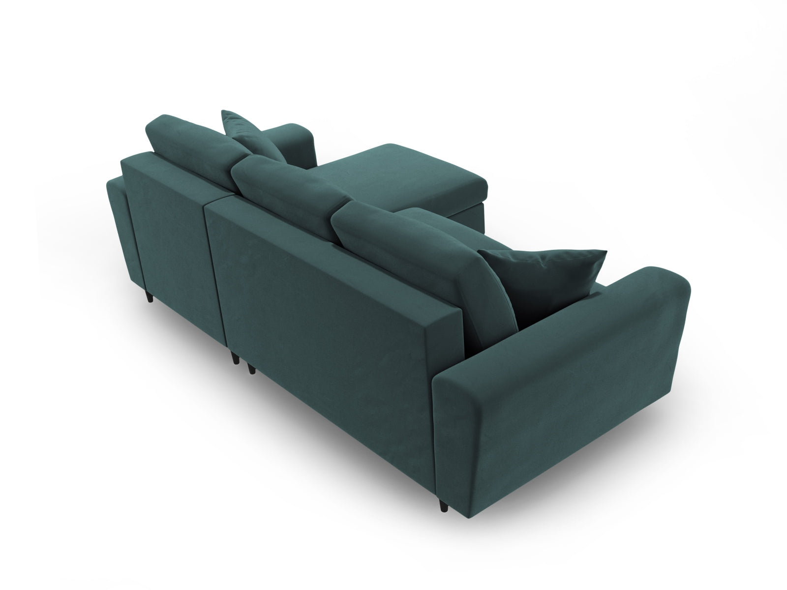Elegantes Kyoto Ecksofa in Petrol-Riviera, 4-Sitzer mit cleverer Schlaffunktion und Stauraum, perfekt für gemütliche Stunden und Gäste.