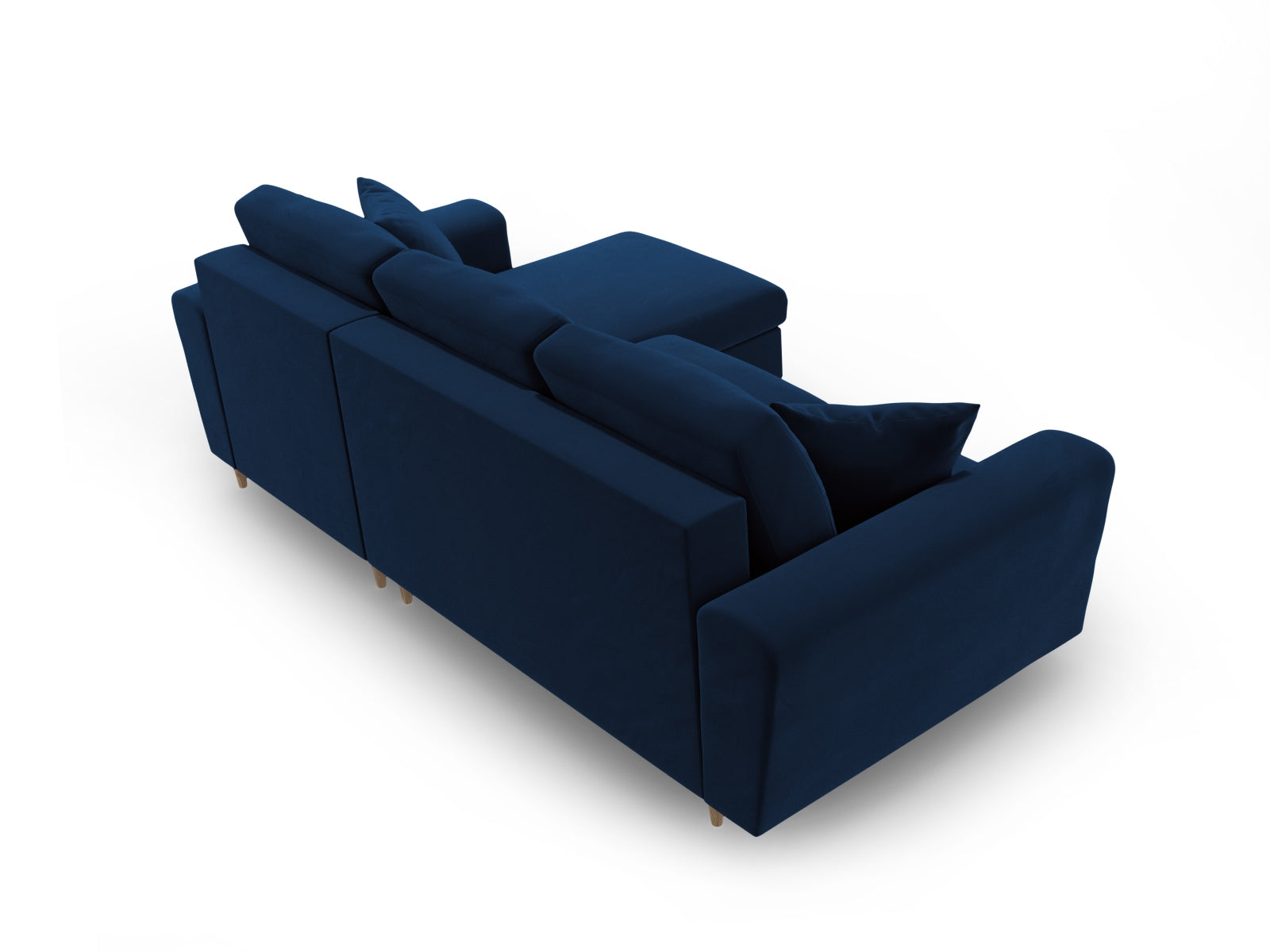 Stylisches Kyoto Ecksofa in Royal Blue-Riviera, 4-Sitzer mit praktischer Schlaffunktion und Stauraum, perfekt für jeden Wohnbereich.