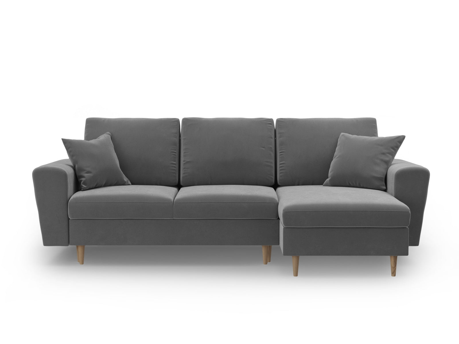 Modernes Kyoto Ecksofa in Grau, 4-Sitzer mit Schlaffunktion und Stauraum, ideal für stilvolle Wohnräume und vielseitige Nutzung.