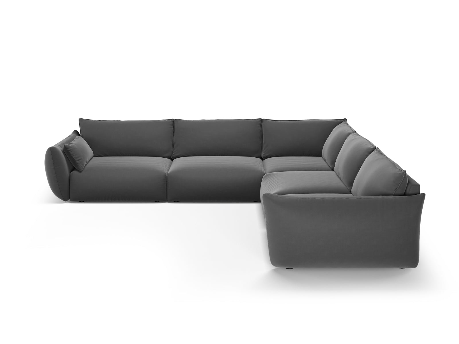 Elegantes 7-Sitzer Ecksofa Symmetric Matera in Dunkelgrau, ideal für stilvolle Wohnräume, erhältlich bei KAQTU Design AG.