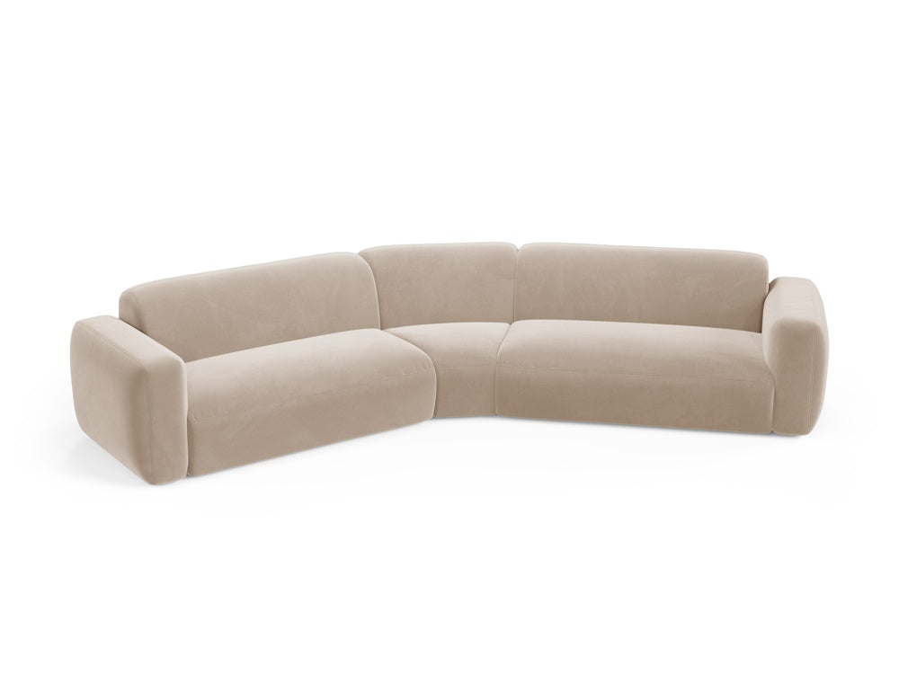 Erleben Sie das Strino Velour Ecksofa von Cosmopolitan Design – ein modulares 3-Sitzer Sofa, das Komfort und modernes Design vereint. Ideal für Ihr Zuhause!