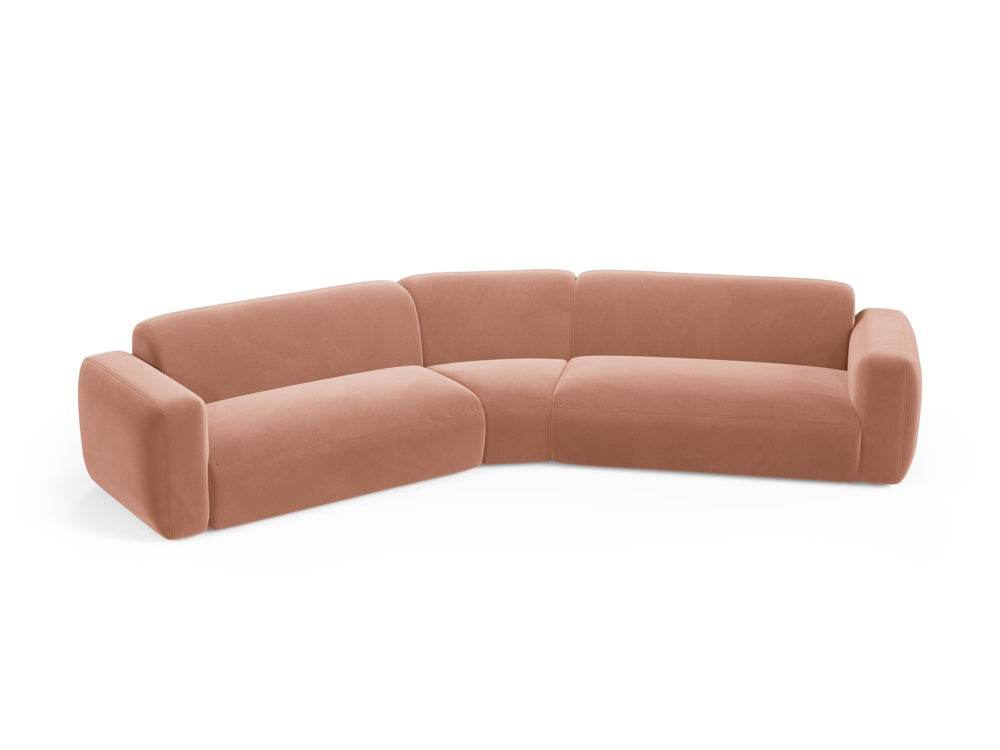 Erleben Sie das Strino Velour 3-Sitzer Ecksofa von Cosmopolitan Design – elegant, anpassbar und ideal für Ihr zeitgemässes Zuhause.