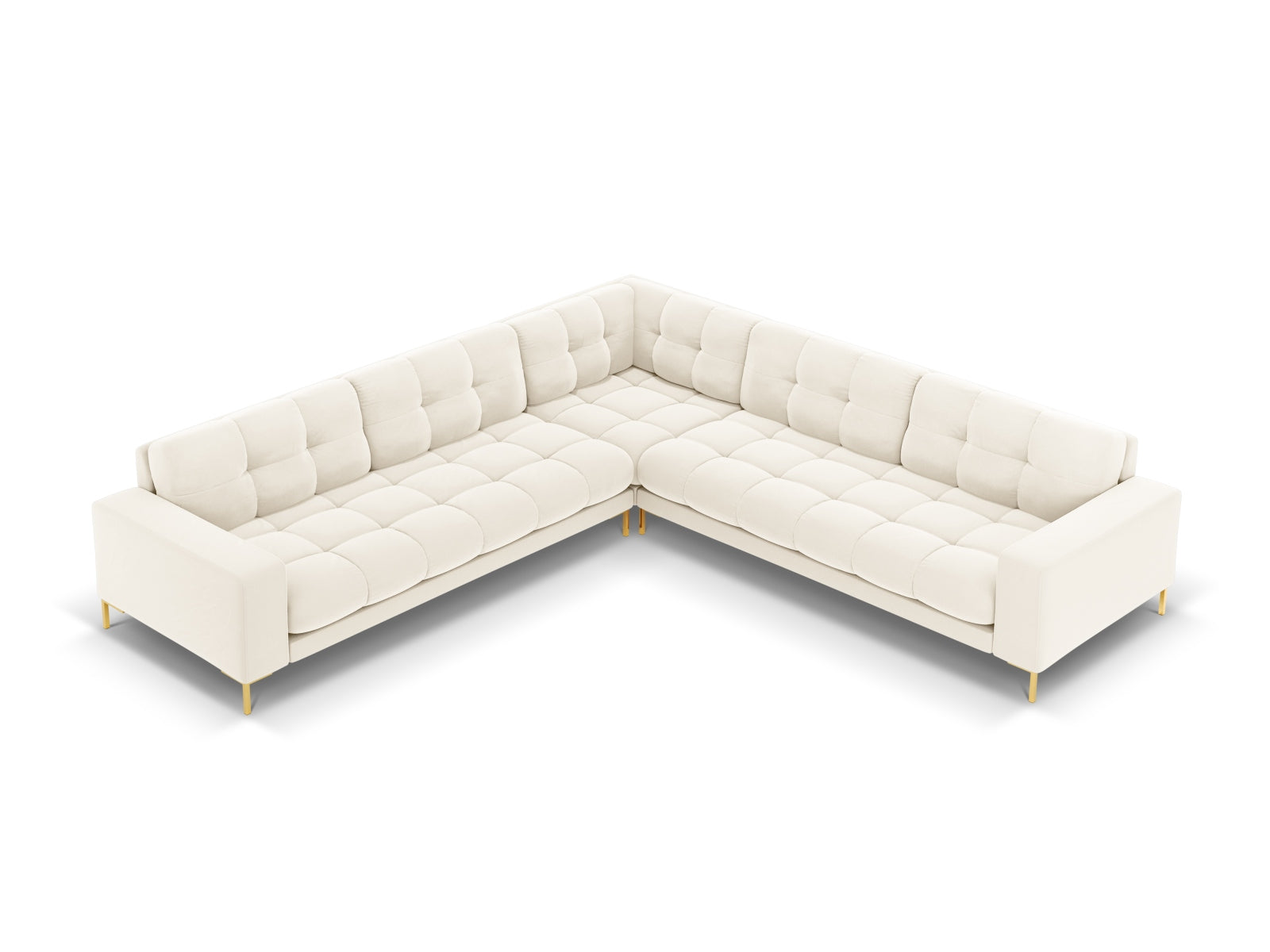 Modernes 6-Sitzer Ecksofa Symmetric Bali in harmonischen Beige- und Blautönen, perfekt für gemütliche und stilvolle Wohnambiente.