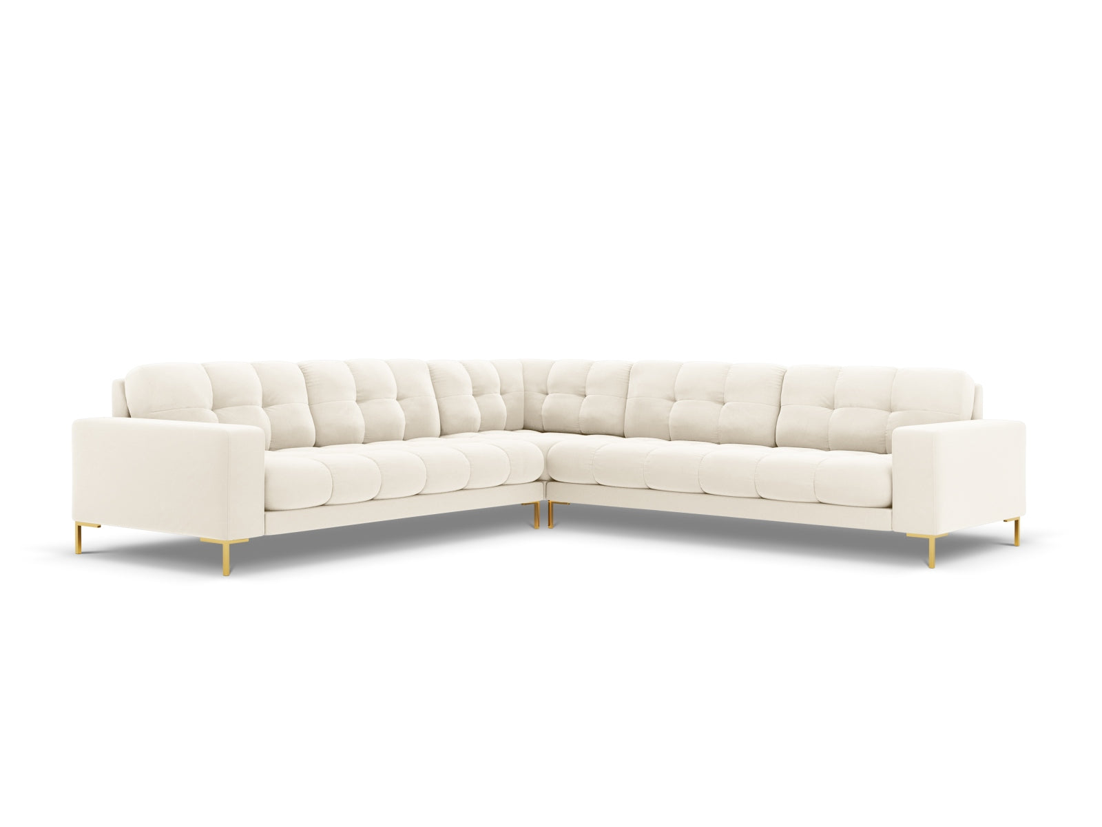 Elegantes 6-Sitzer Ecksofa Symmetric Bali in sanften Beige- und Blautönen, ideal für einladende und geschmackvolle Wohnräume.