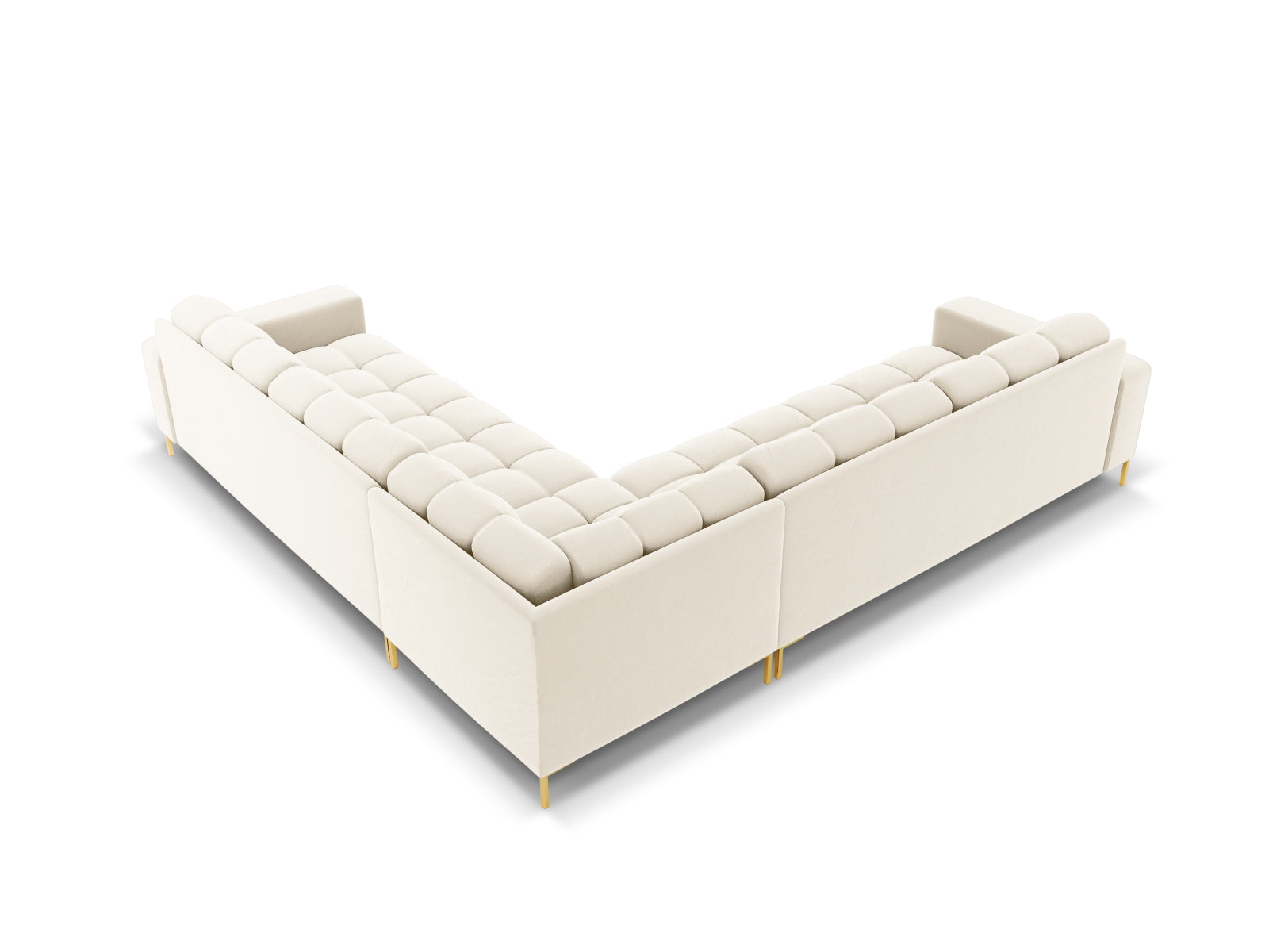 Elegantes 6-Sitzer Ecksofa Symmetric Bali in sanften Beige- und Blautönen, ideal für stilvolle und einladende Wohnräume.