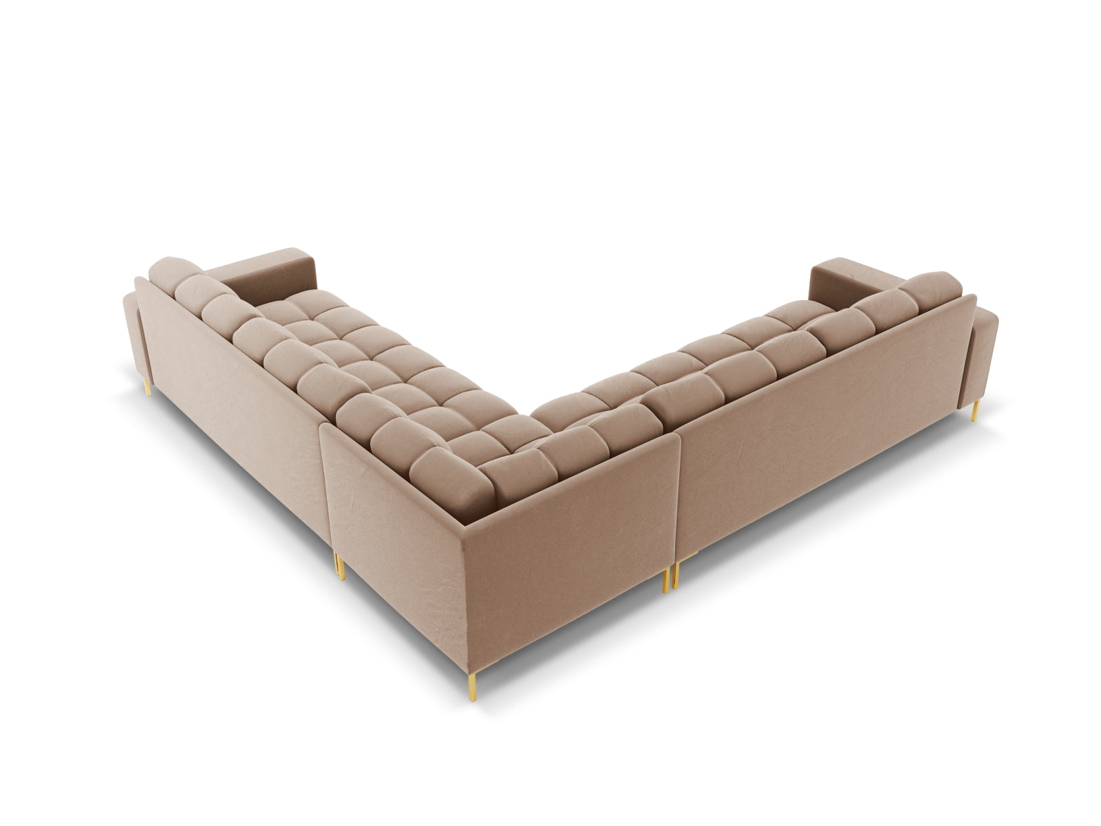 Modernes 6-Sitzer Ecksofa Symmetric Bali in sanften Beigetönen, ideal für gesellige Runden und gemütliche Wohnatmosphäre.