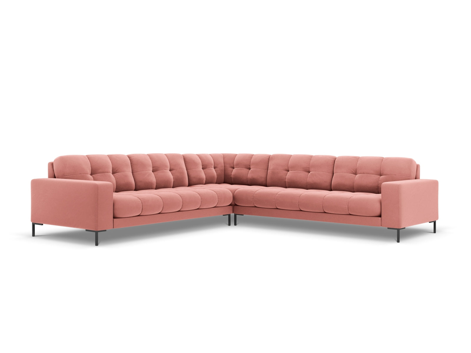 Elegantes 6-Sitzer Ecksofa Symmetric Bali in stilvollem Pink-Bluvel, ideal für moderne Wohnräume, von Cosmopolitan Design.