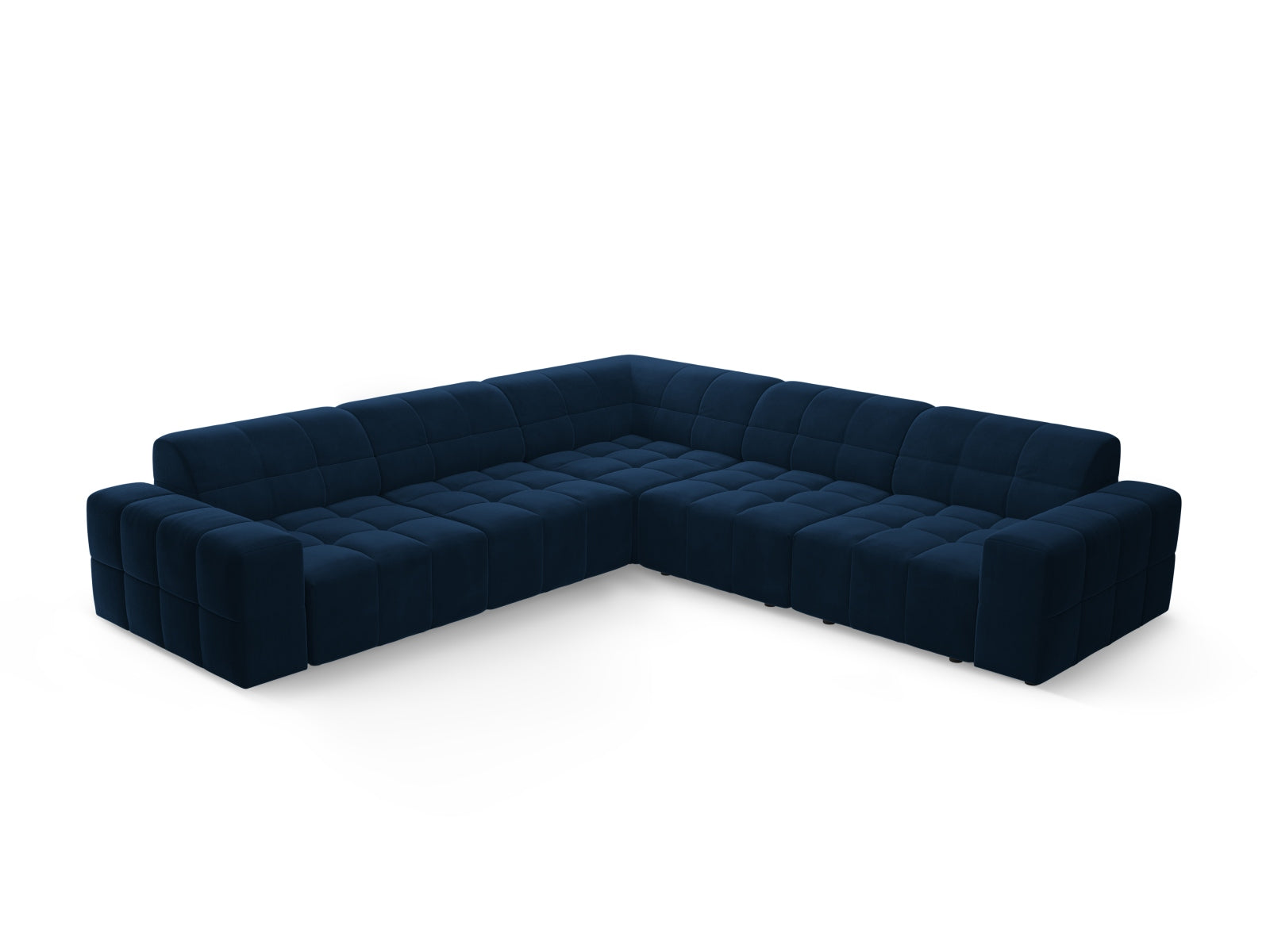Modernes Chicago Ecksofa in Royal Blue-Bluvel, großzügiger 4-Sitzer mit 287 cm, perfektes Highlight für Ihr Wohnzimmer.