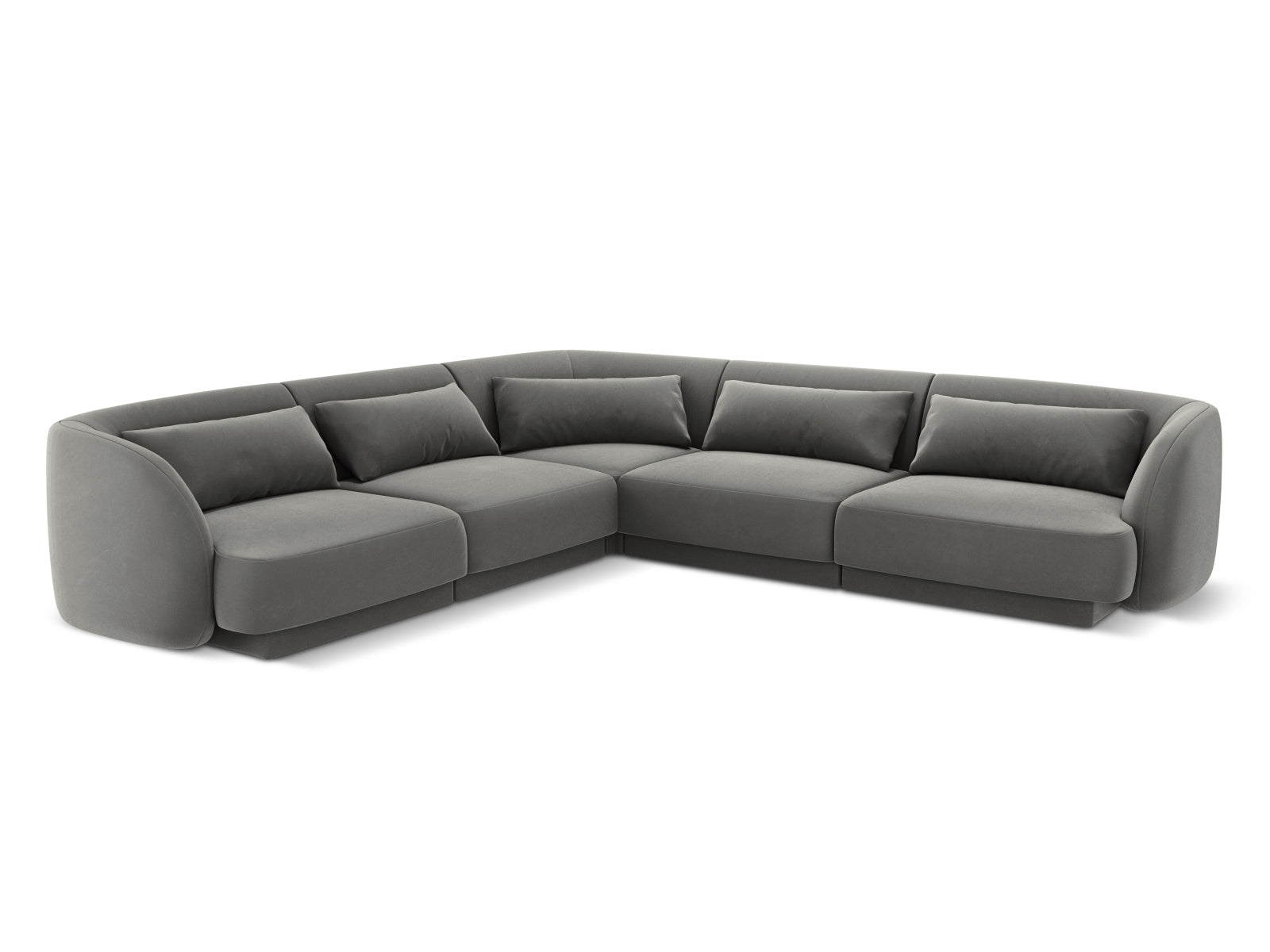 Tulum Velour Reversible Ecksofa 5 Sitzer 255cm in Light Grey-Bluvel präsentiert im Onlineshop von KAQTU Design AG. Ecksofa ist von Cosmopolitan Design