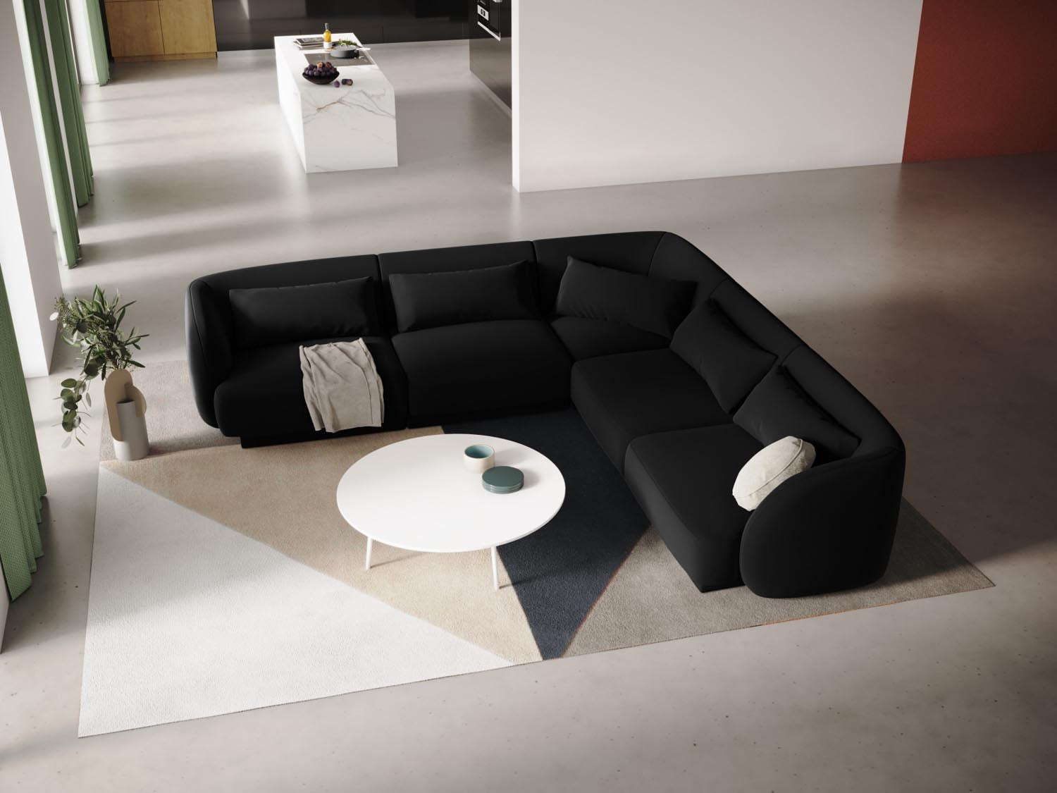 Tulum Velour Reversible Ecksofa 5 Sitzer 255cm in Black präsentiert im Onlineshop von KAQTU Design AG. Ecksofa ist von Cosmopolitan Design