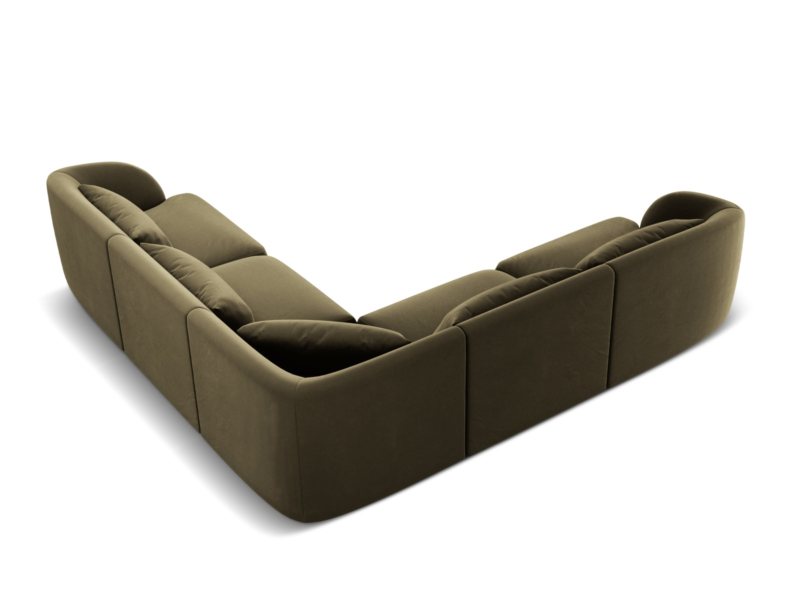 Elegantes, wendbares Ecksofa Tulum in luxuriösem Velours, perfekt für stilvolle Wohnzimmer und entspannte Abende.