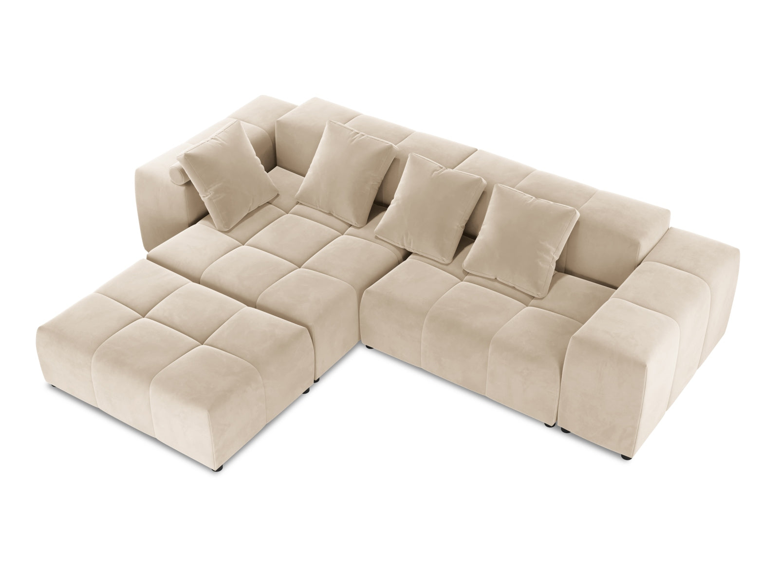 Erleben Sie das vielseitige Rome Velour Modular Reversible Ecksofa 5 Sitzer von Cosmopolitan Design – ideal für modernes Wohnen und höchsten Sitzkomfort.