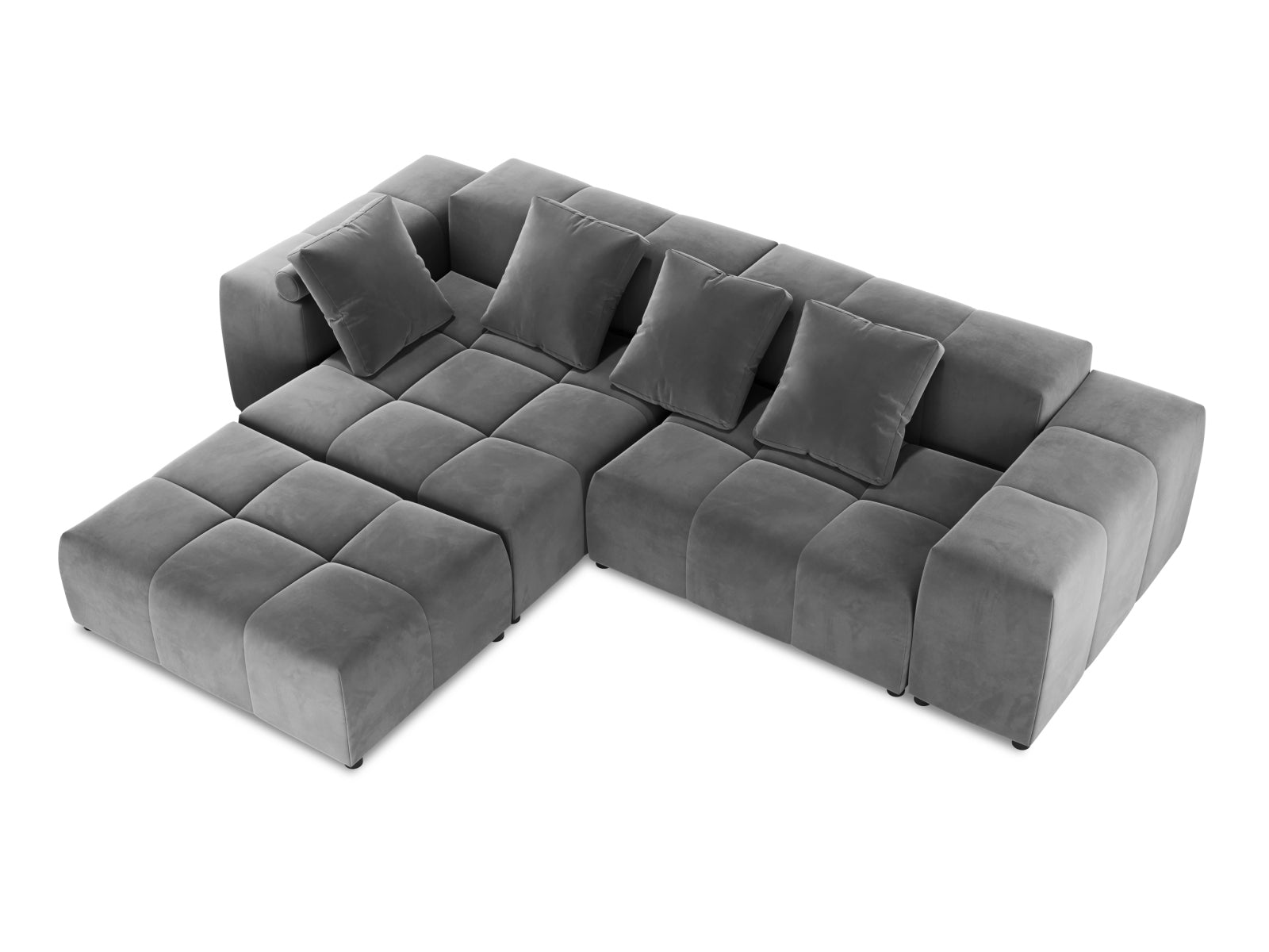 Erleben Sie das vielseitige Rome Velour Modular Reversible Ecksofa 5 Sitzer von Cosmopolitan Design – ideal für modernes Wohnen und höchsten Komfort.