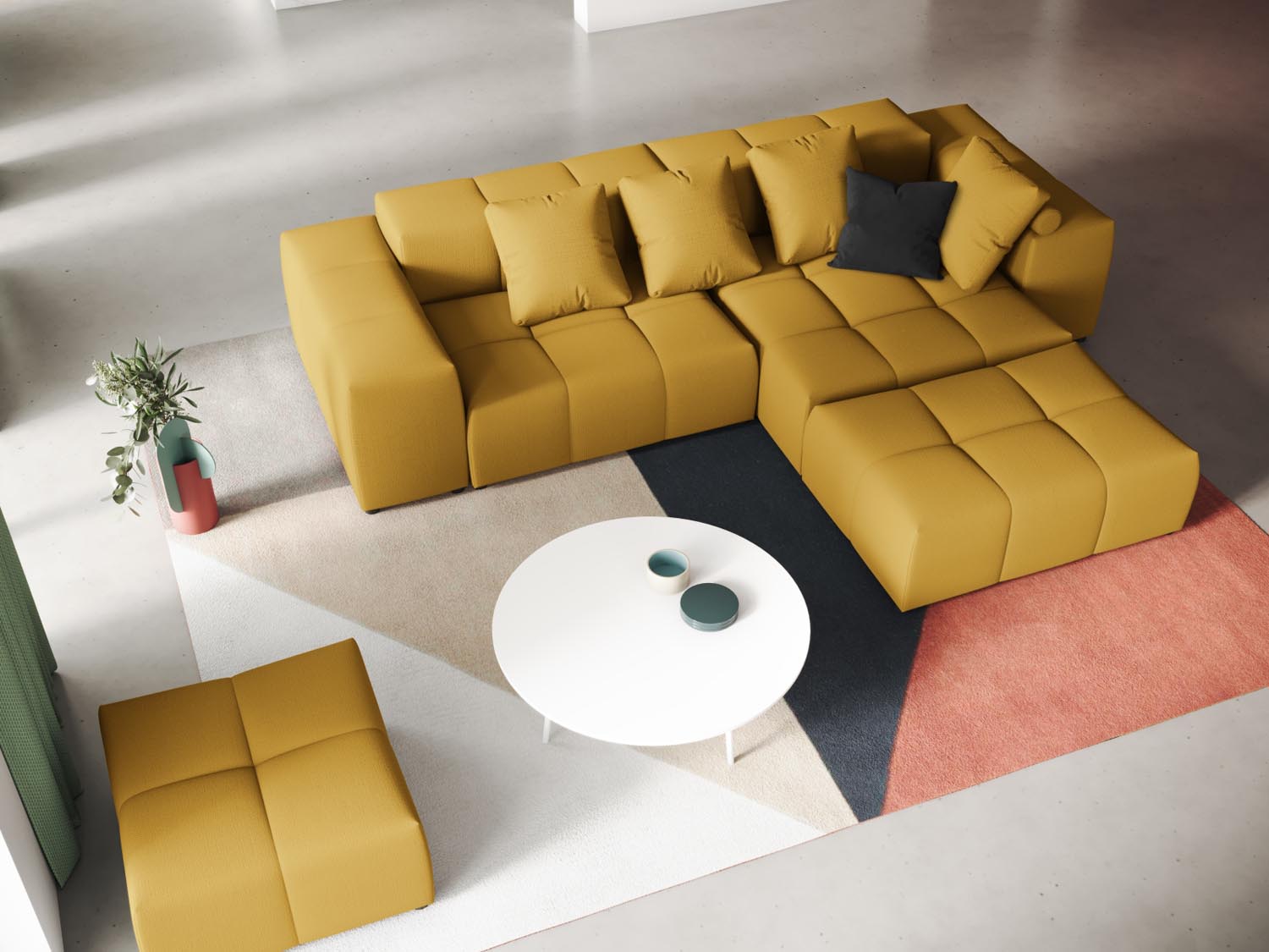 Rome Modular Reversible Ecksofa 5 Sitzer in Yellow-Babel präsentiert im Onlineshop von KAQTU Design AG. Ecksofa ist von Cosmopolitan Design