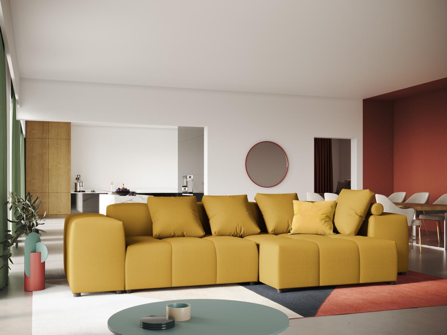 Rome Modular Reversible Ecksofa 4 Sitzer in Yellow-Babel präsentiert im Onlineshop von KAQTU Design AG. Ecksofa ist von Cosmopolitan Design