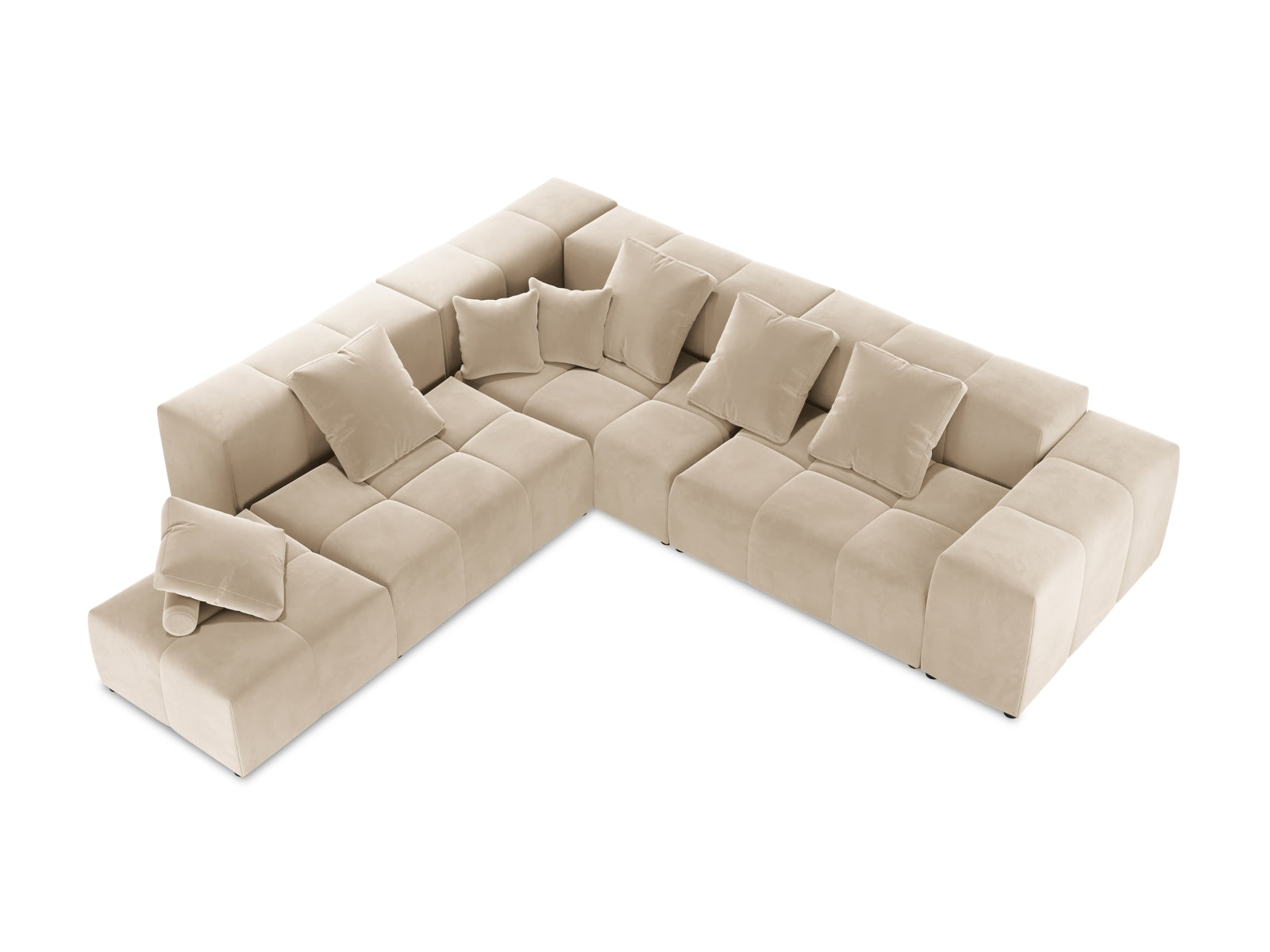 Erleben Sie das vielseitige Rome Velour Modular Reversible Ecksofa 7 Sitzer von Cosmopolitan Design – ideal für moderne Wohnkonzepte und höchsten Sitzkomfort.