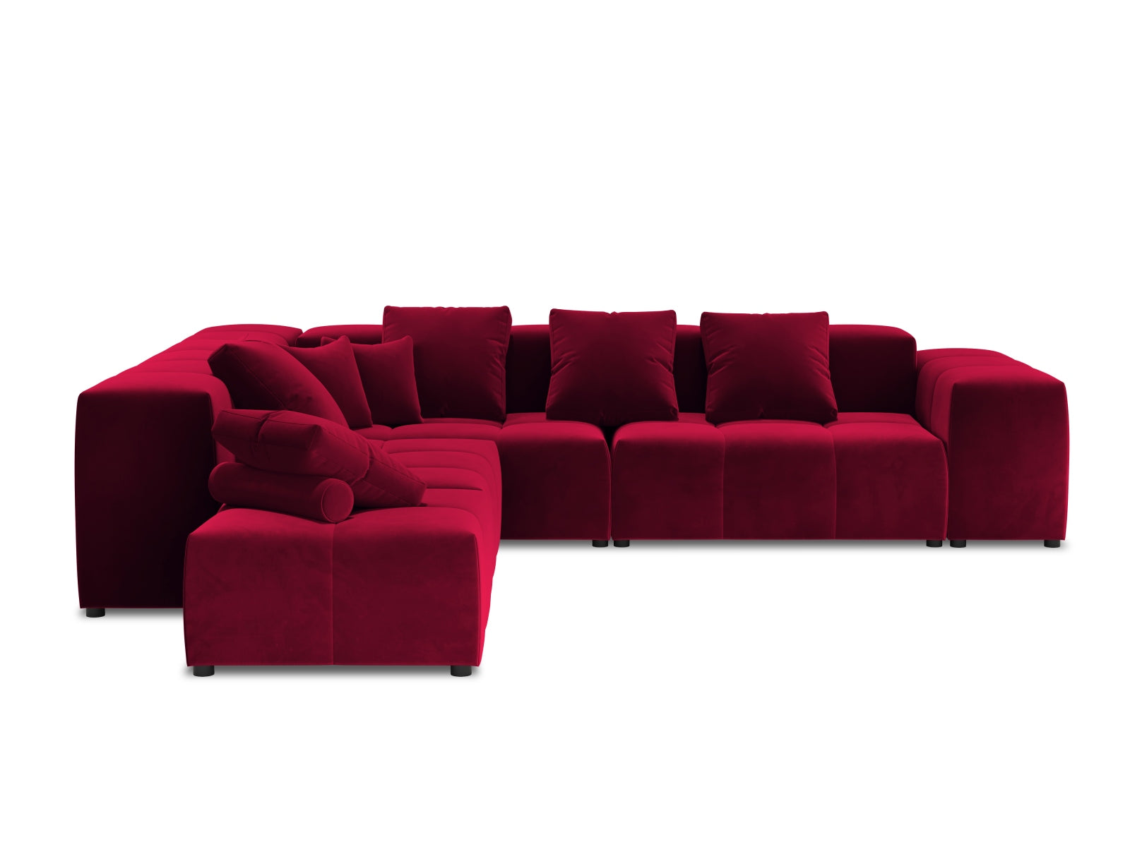 Entdecken Sie das elegante Rome Velour Modular Reversible Ecksofa 7 Sitzer von Cosmopolitan Design – perfekt für stilvolle Wohnzimmer und optimalen Komfort.