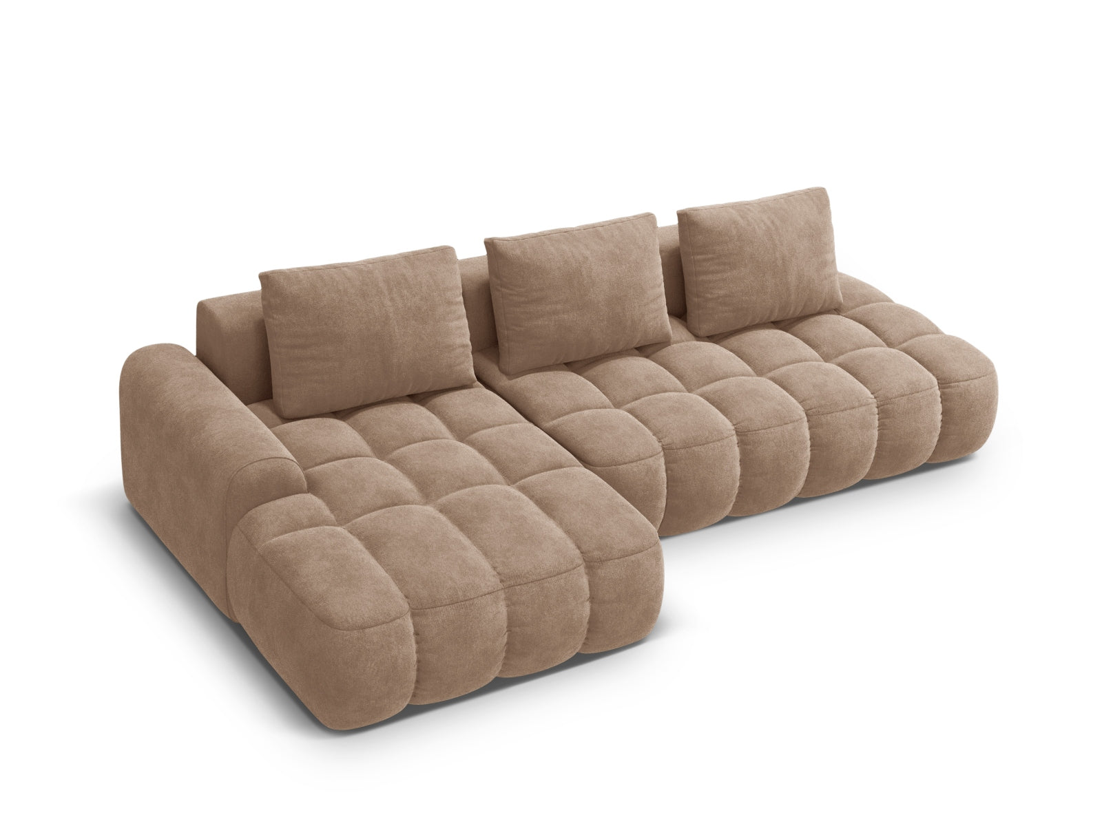 Entdecken Sie das Linz Velour Ecksofa links – ein elegantes 3-Sitzer Sofa mit Schlaffunktion und Stauraum, das Komfort und Stil perfekt vereint!