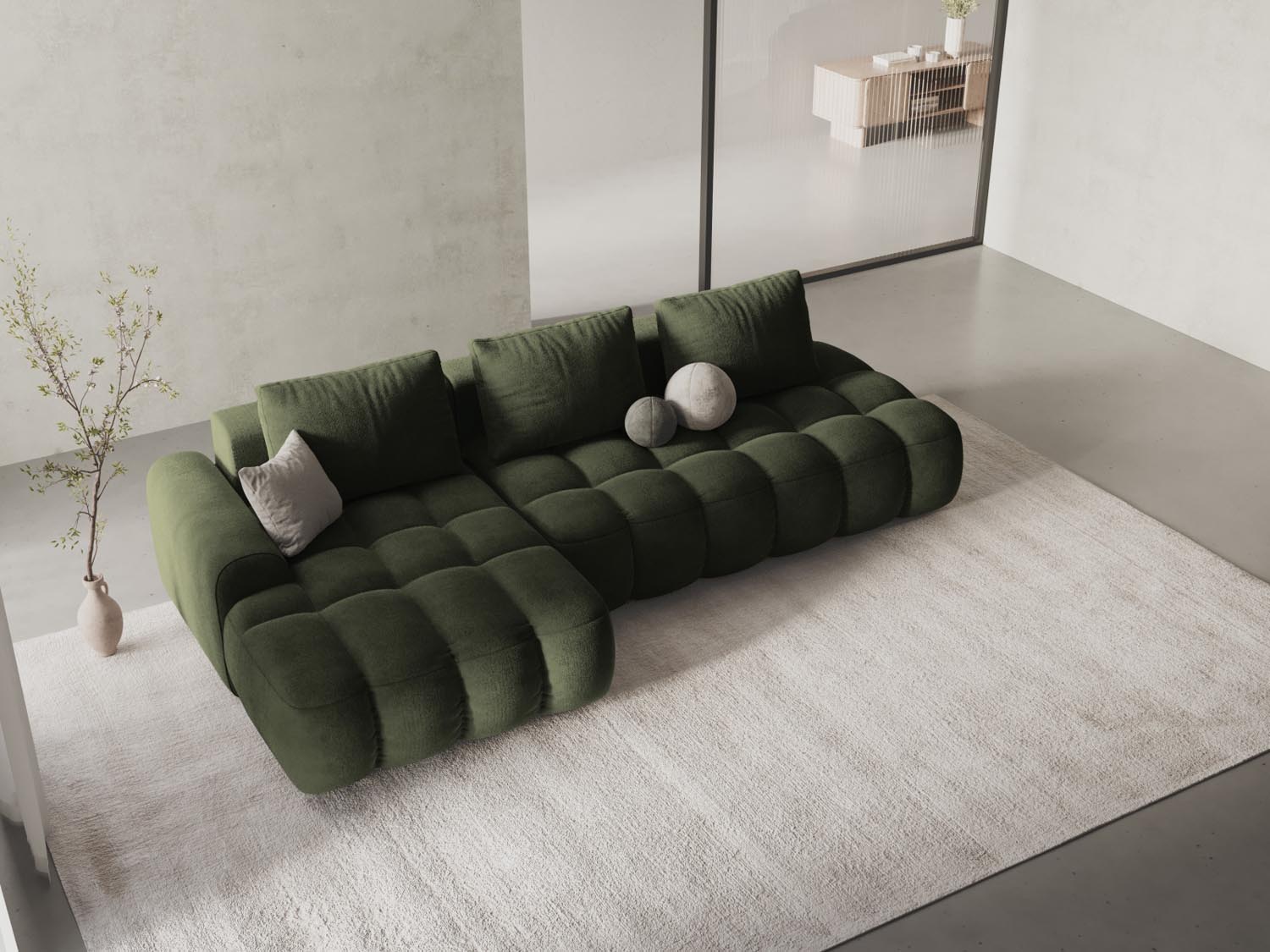Entdecken Sie das elegante Linz Velour Ecksofa links mit Schlaffunktion und Stauraumbox – der perfekte 3-Sitzer für Ihr stilvolles Wohnzimmer!