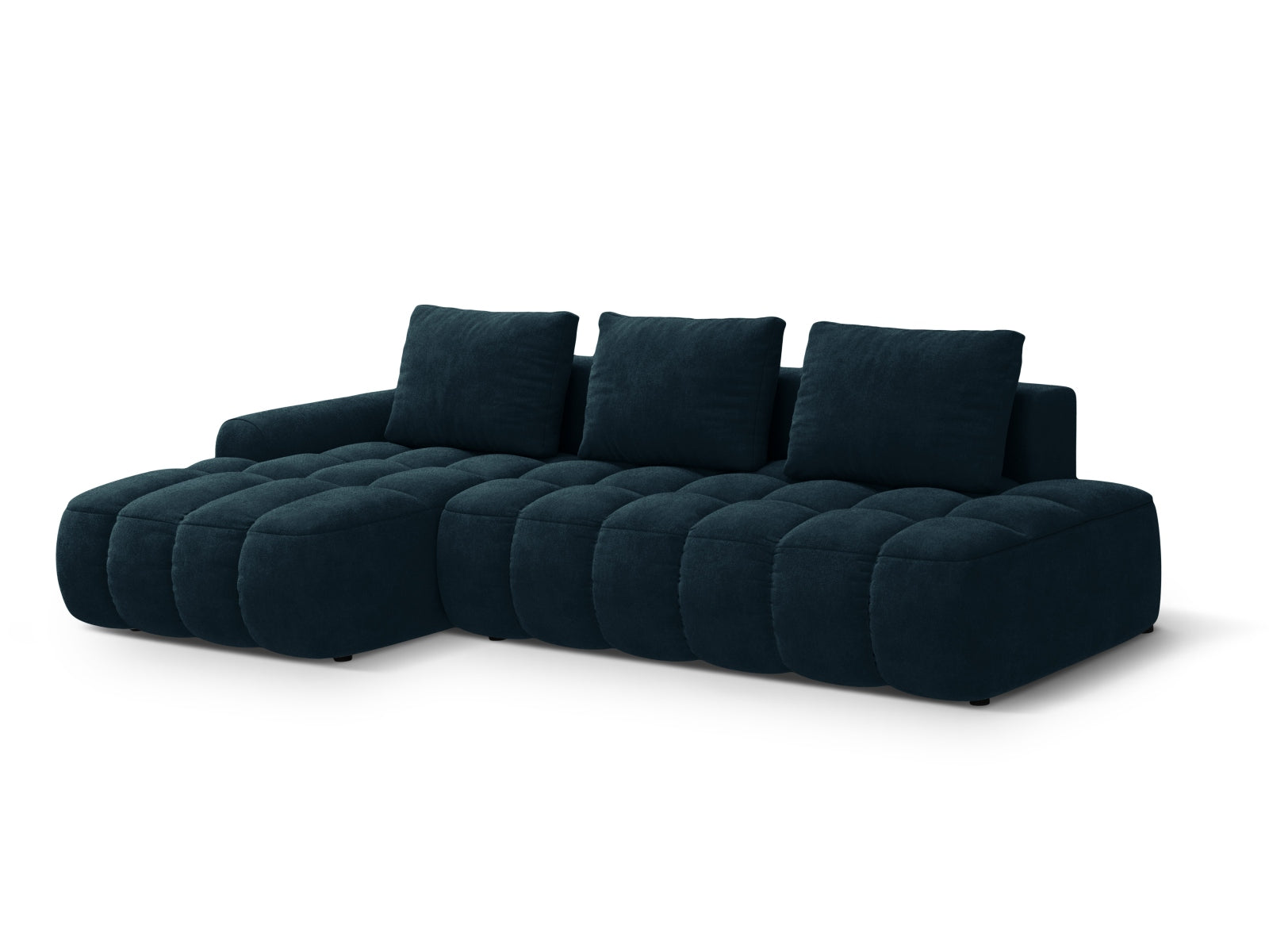 Erleben Sie das elegante Linz Velour Ecksofa links mit praktischer Schlaffunktion und Stauraum. Perfekt für stilvolle Wohnräume!