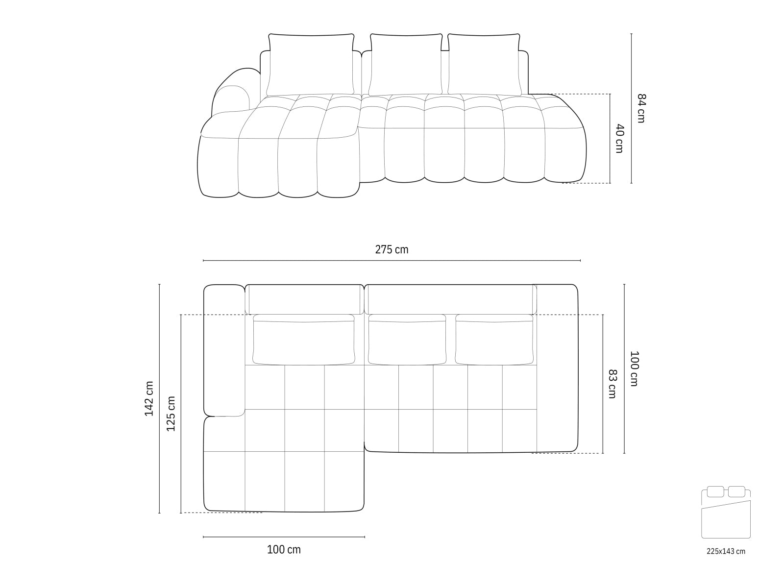 Modernes Linz Ecksofa mit offener linker Seite, 3-Sitzer, bietet Schlaffunktion und Stauraum für eine stilvolle Wohnlösung.