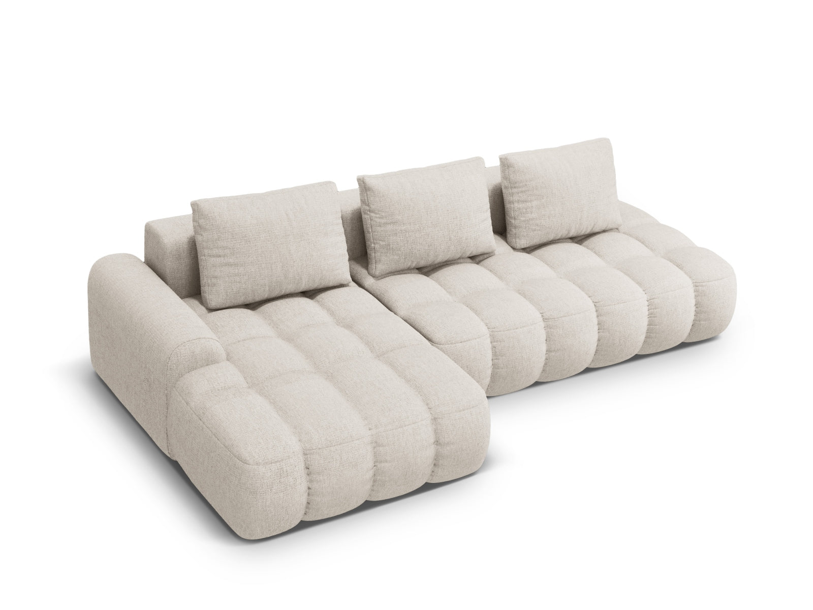 Stylisches Linz Ecksofa in Beige, links offen, 3-Sitzer mit praktischer Schlaffunktion und Stauraum für vielseitige Nutzung im Wohnbereich.