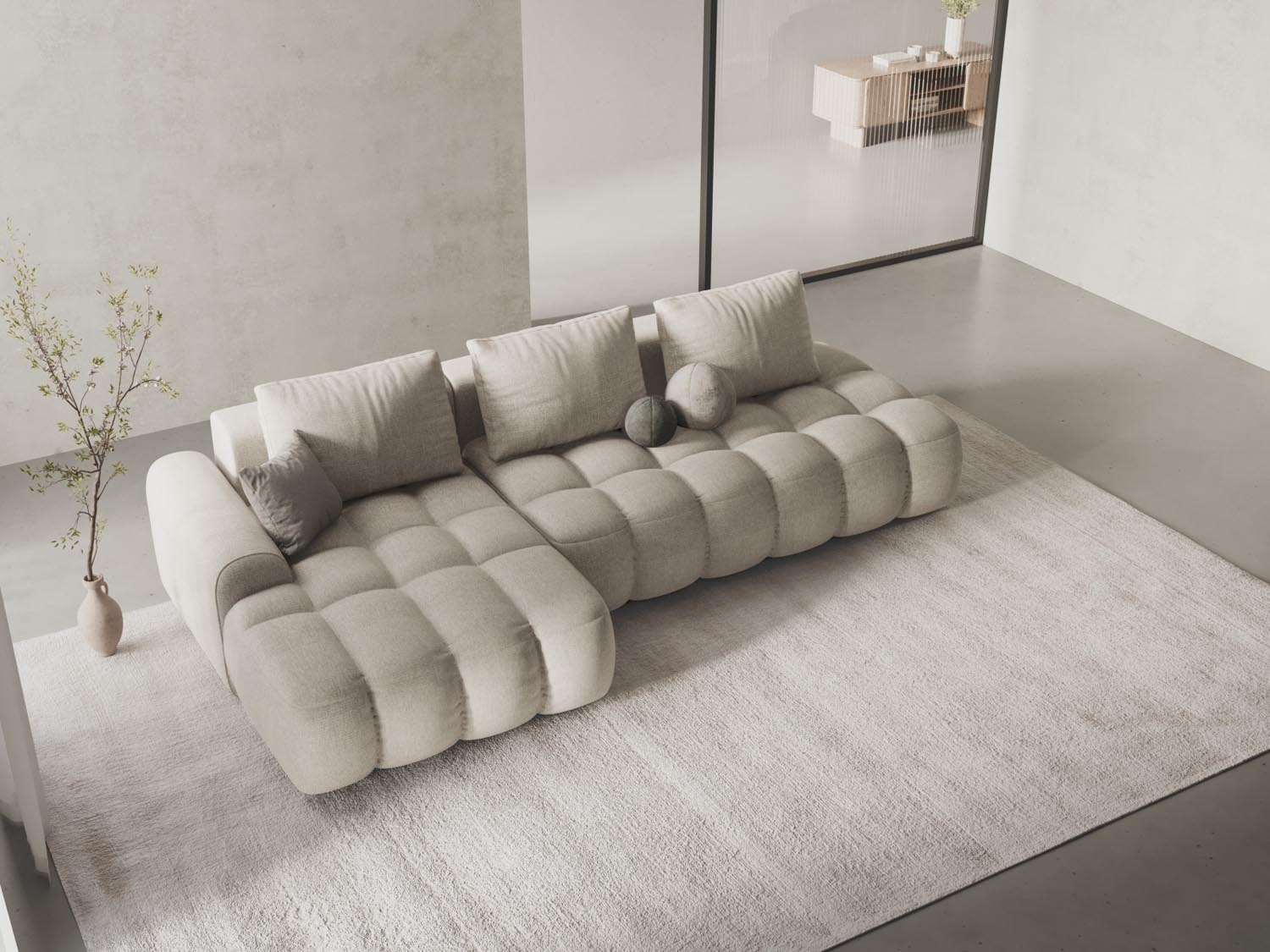Entdecken Sie das elegante Linz Ecksofa links mit Schlaffunktion und Stauraumbox von Cosmopolitan Design – ideal für Ihr modernes Wohnzimmer!