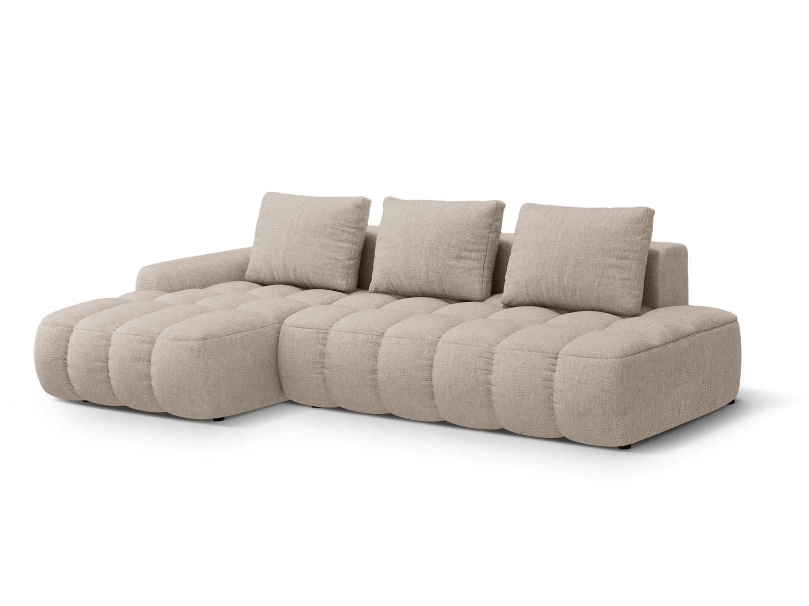 Stylisches Linz Ecksofa mit offener linker Seite, 3-Sitzer, ideal für Schlafkomfort und zusätzlichen Stauraum in Ihrem Wohnraum.