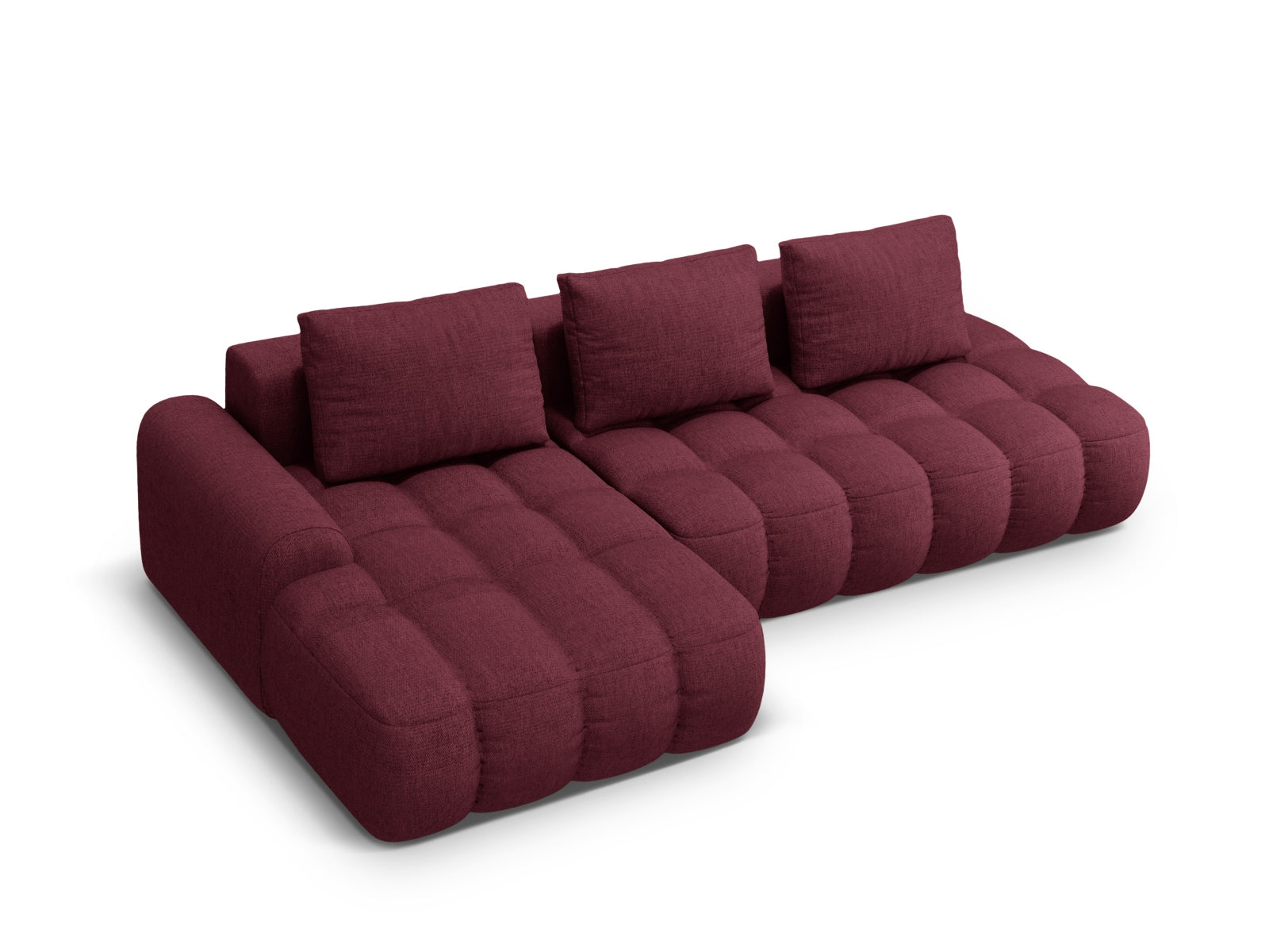 Modernes Linz Ecksofa mit offener linker Seite, 3-Sitzer, bietet Schlaffunktion und Stauraum für ein stilvolles Wohnzimmer.