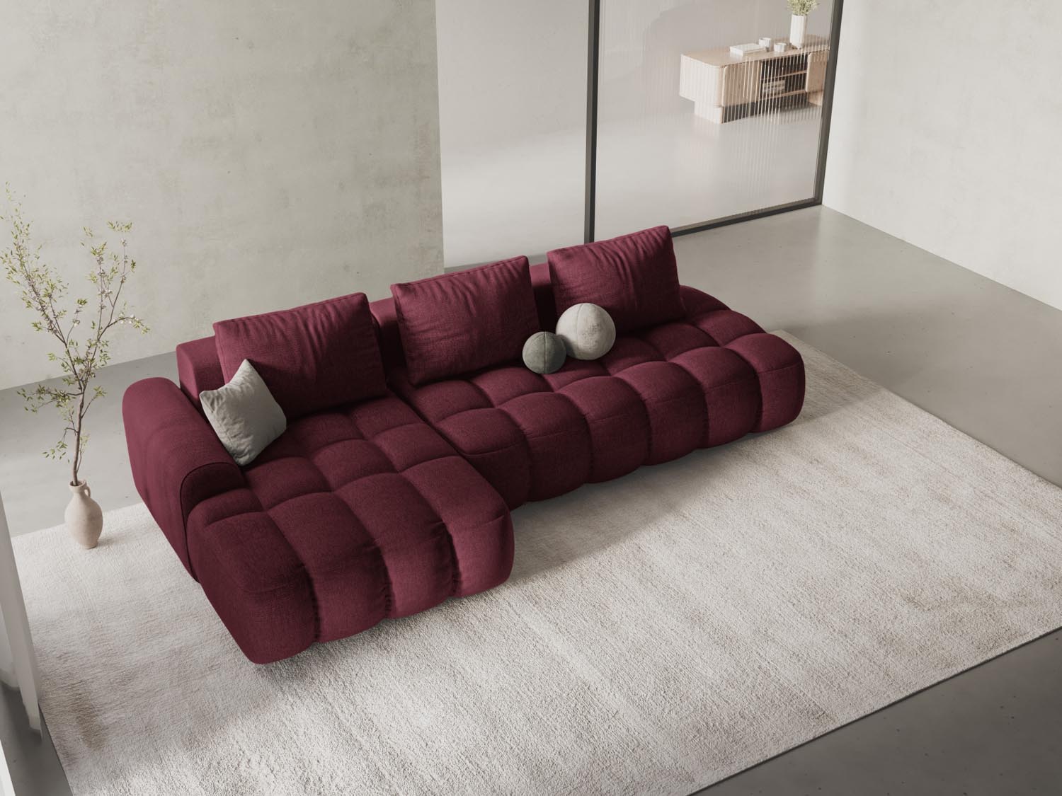 Entdecken Sie das elegante Linz Ecksofa links mit Schlaffunktion und Stauraumbox von Cosmopolitan Design – ideal für Ihr modernes Wohnzimmer!