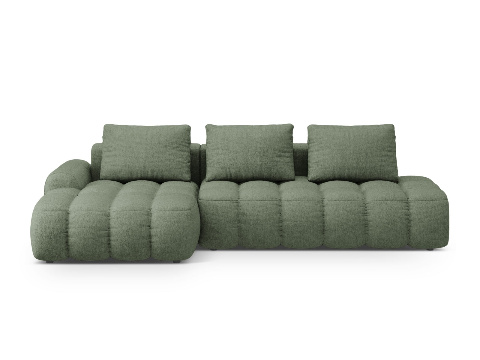 Linz Ecksofa links mit Schlaffunktion und Stauraumbox 3 Sitzer 142cm in Dark Olive Green präsentiert im Onlineshop von KAQTU Design AG. Ecksofa links ist von Cosmopolitan Design