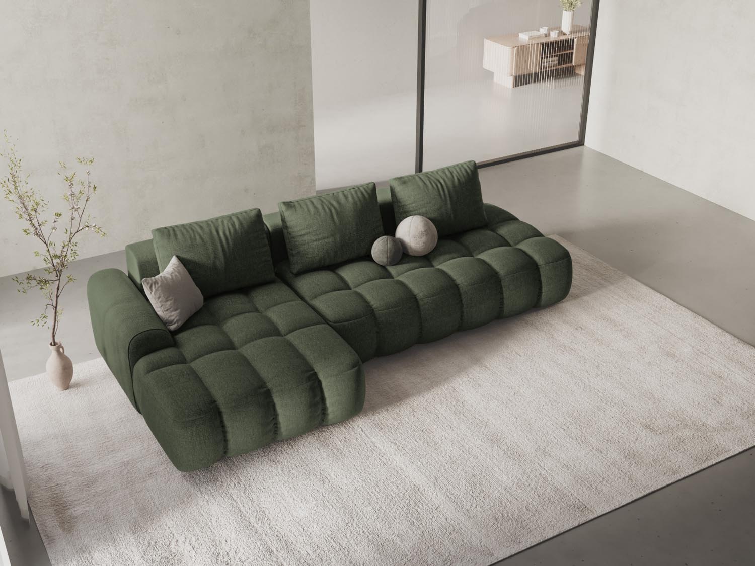 Entdecken Sie das elegante Linz Ecksofa links mit Schlaffunktion und Stauraumbox von Cosmopolitan Design – ideal für Ihr modernes Wohnzimmer!
