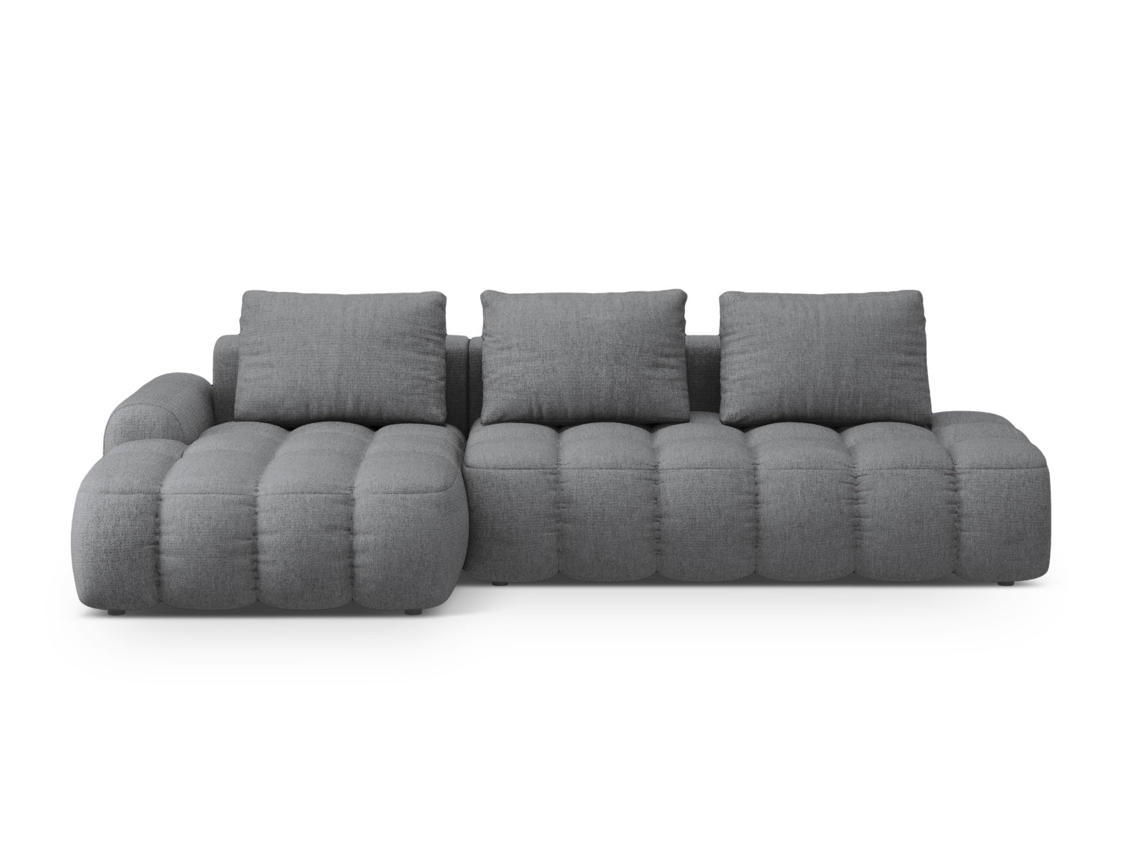 Linz Ecksofa links mit Schlaffunktion und Stauraumbox 3 Sitzer 142cm in Grey präsentiert im Onlineshop von KAQTU Design AG. Ecksofa links ist von Cosmopolitan Design